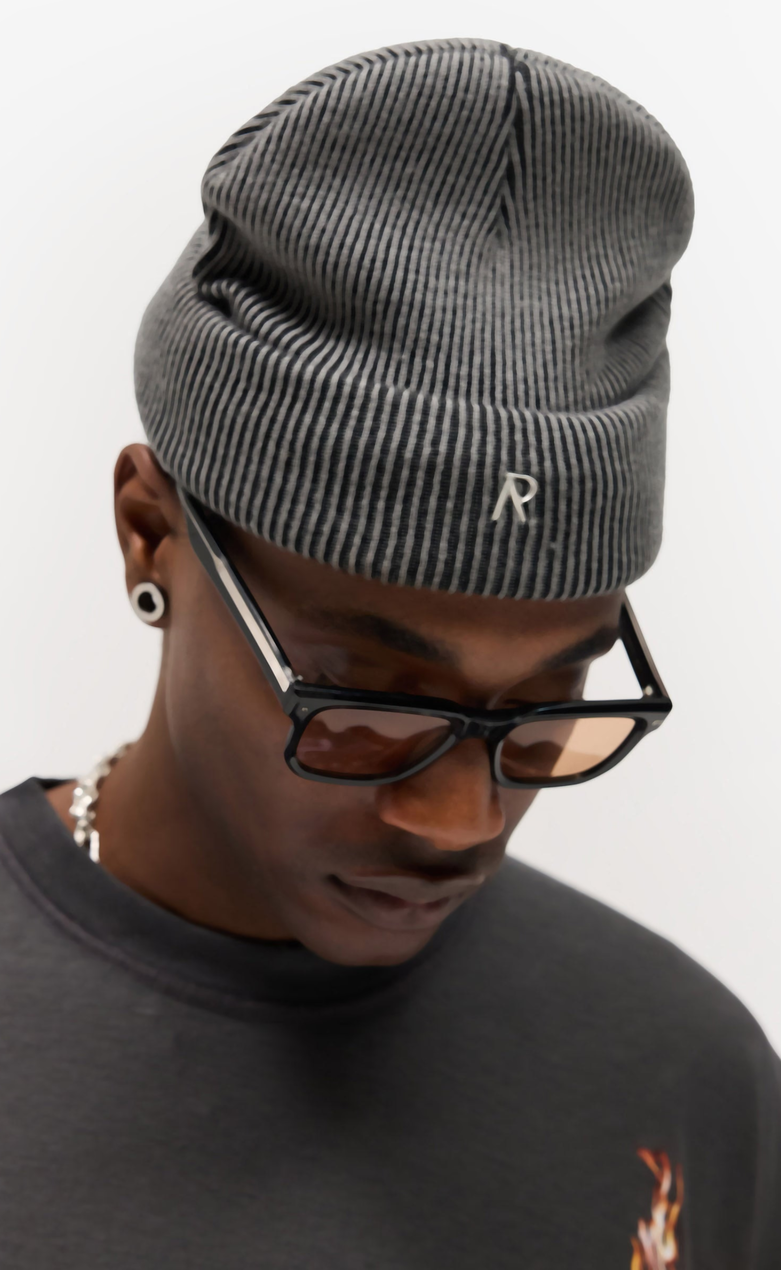 RIB KNIT VINTAGE GREY BEANIE