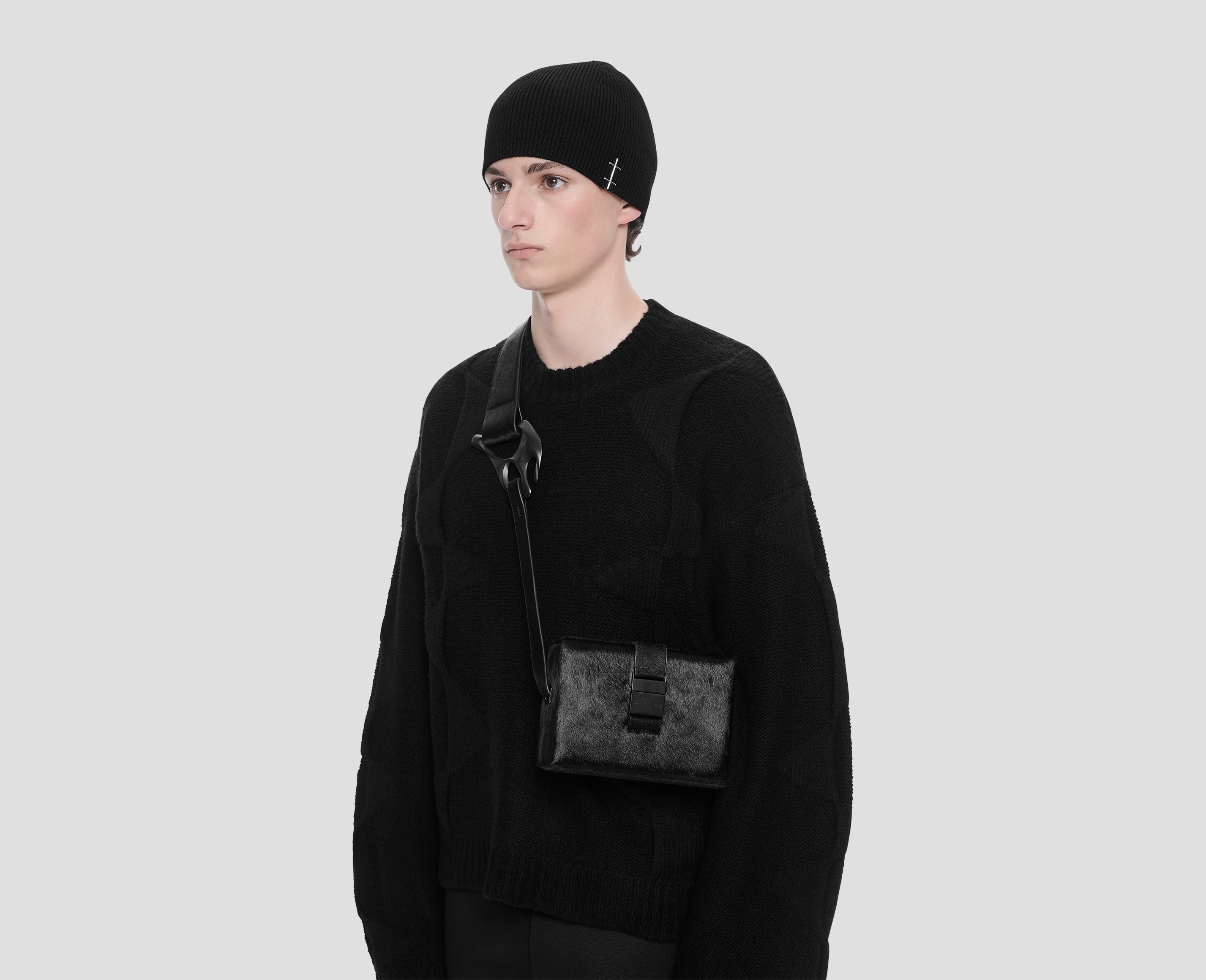 PONY HAIR SOLELY BOX BLACK BAG