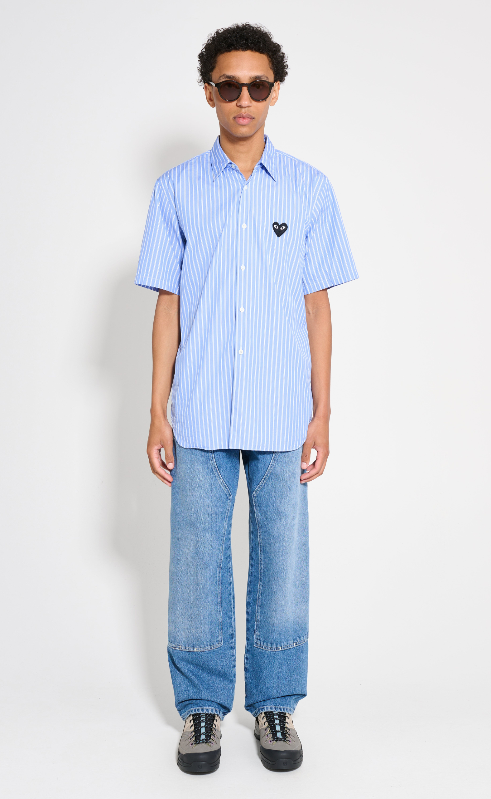 STRIPED SHORT SLEEVE BLUE SHIRT