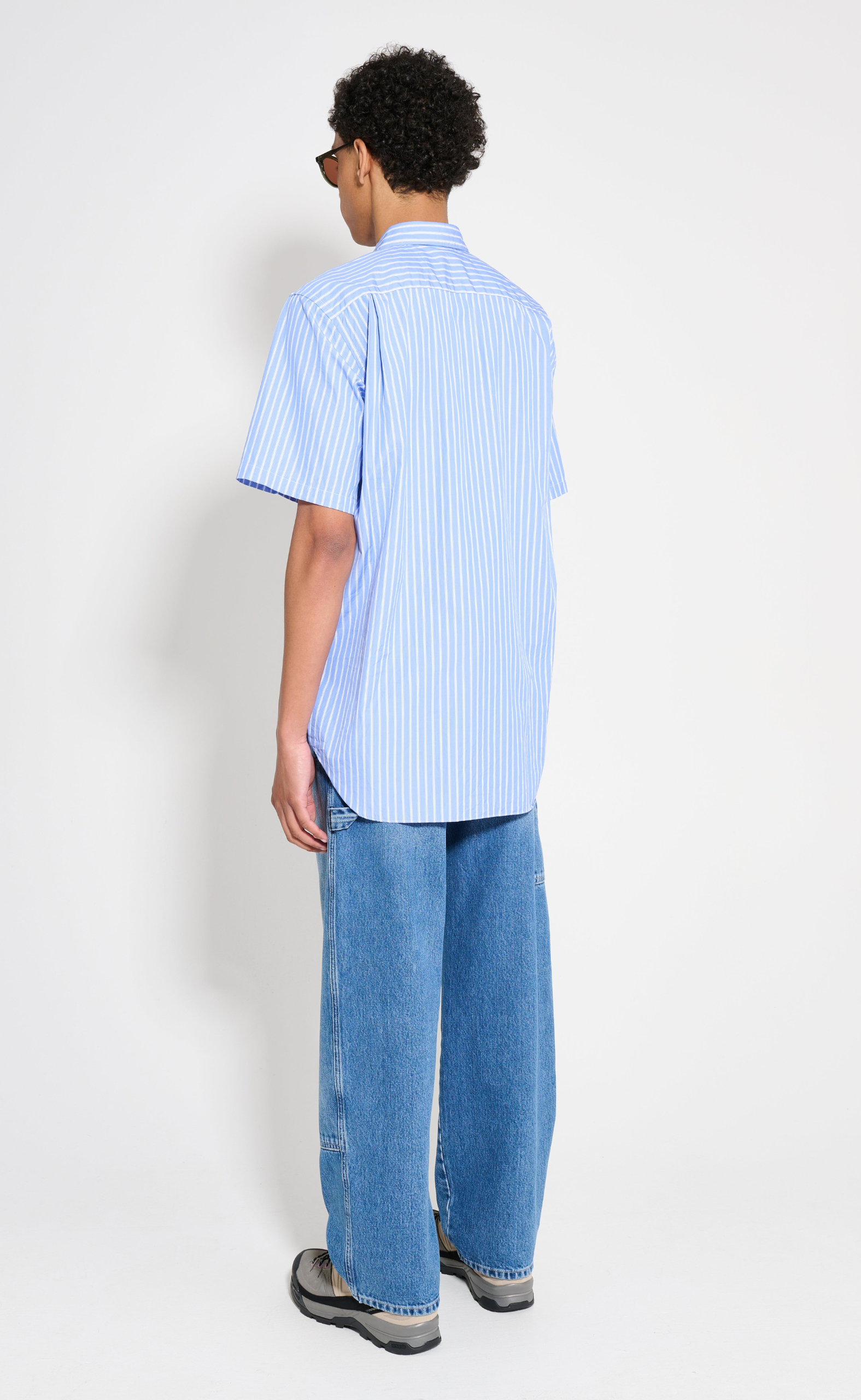 STRIPED SHORT SLEEVE BLUE SHIRT