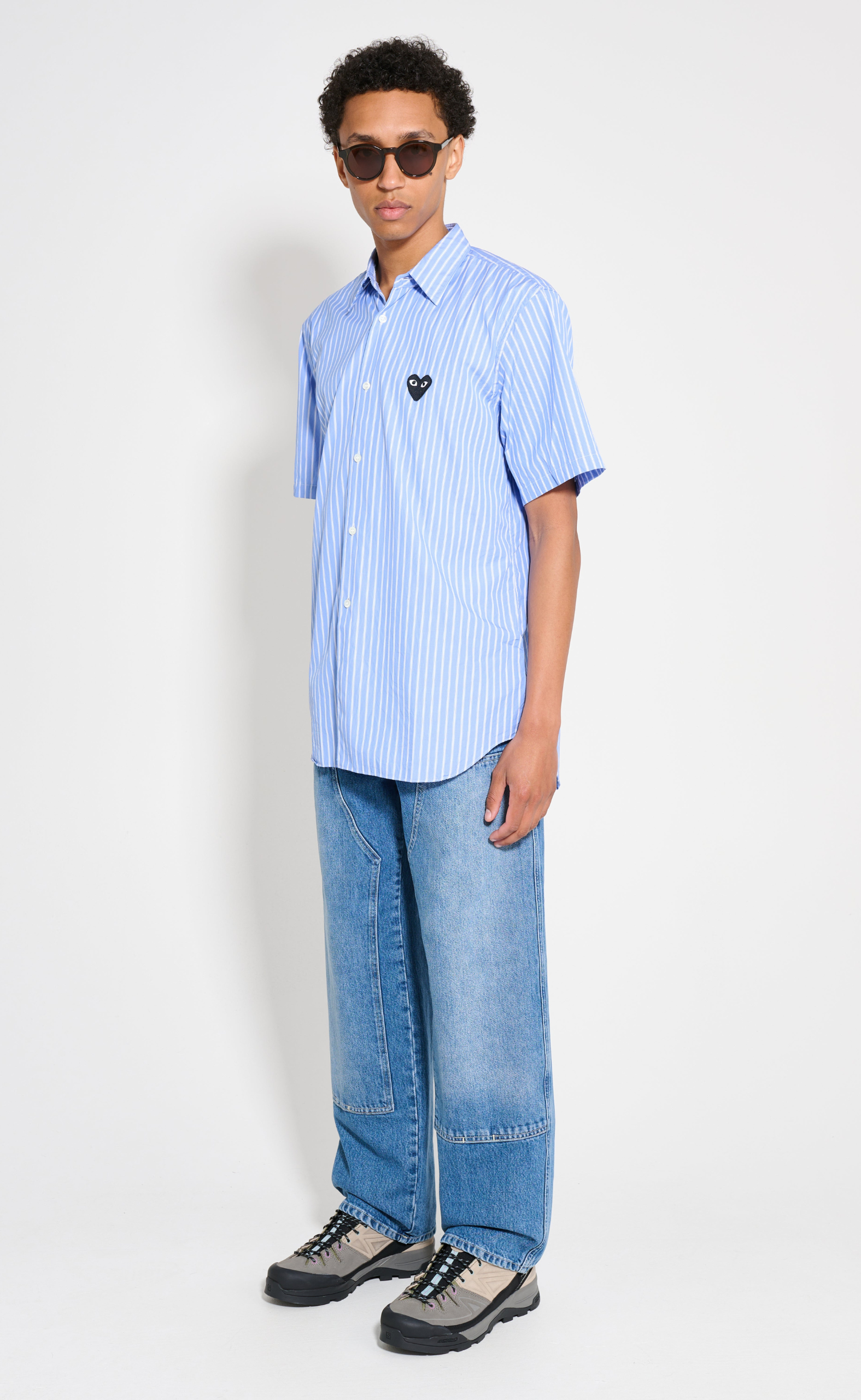 STRIPED SHORT SLEEVE BLUE SHIRT
