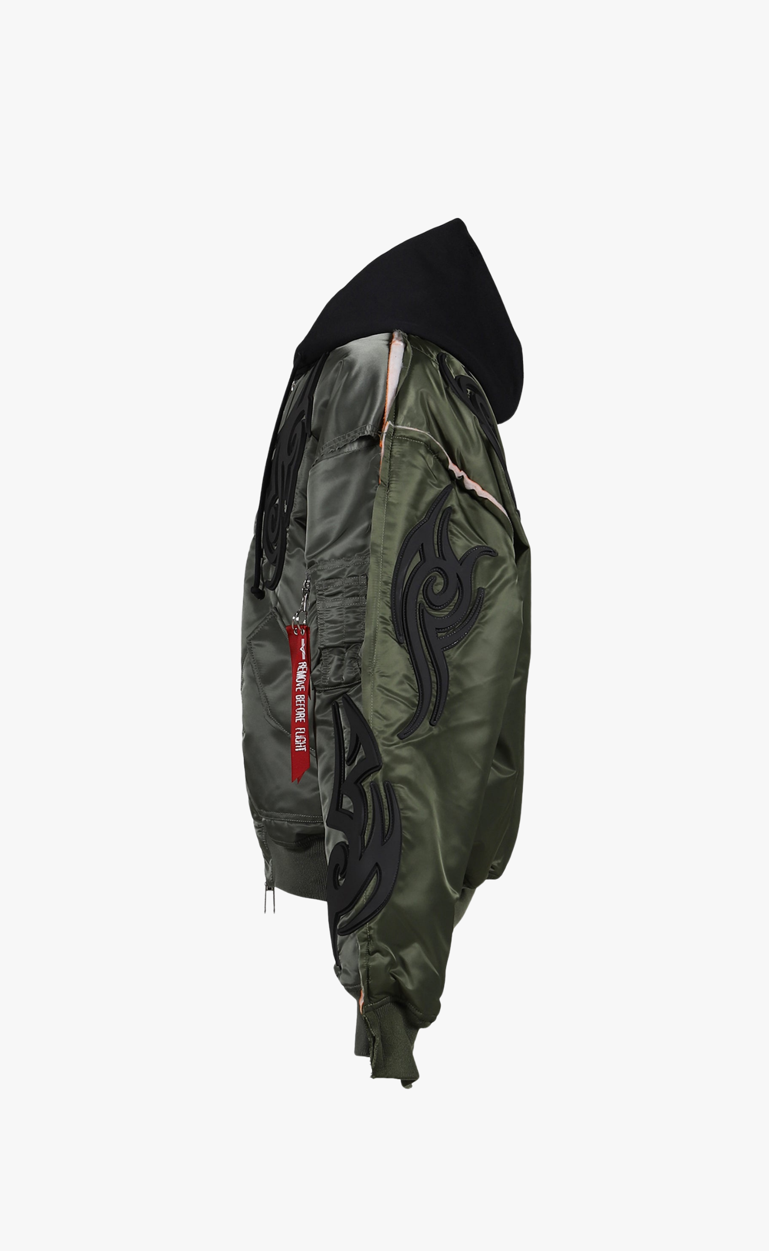 TRIBAL REWORKED BOMBER GREEN BLACK JACKET