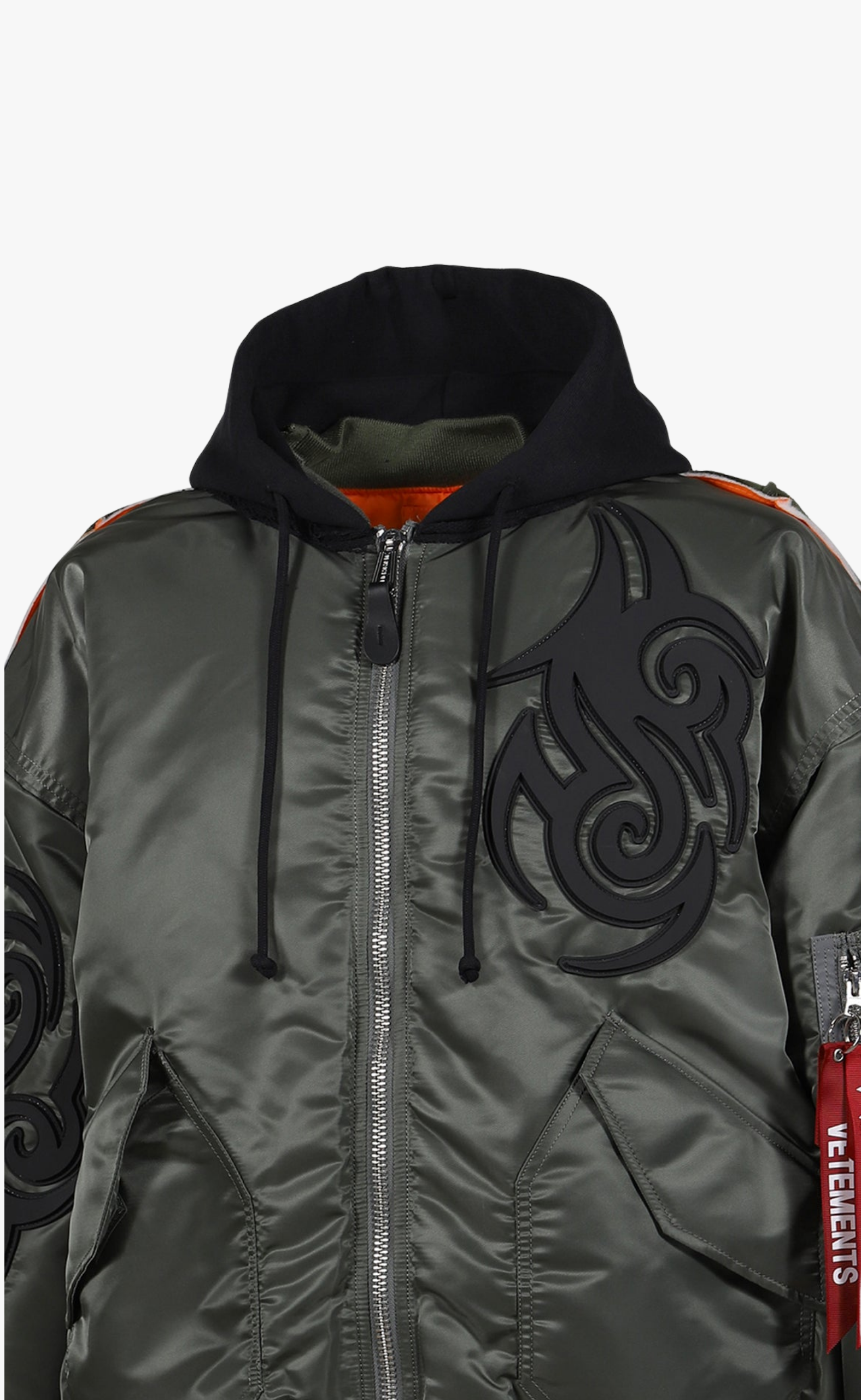 TRIBAL REWORKED BOMBER GREEN BLACK JACKET