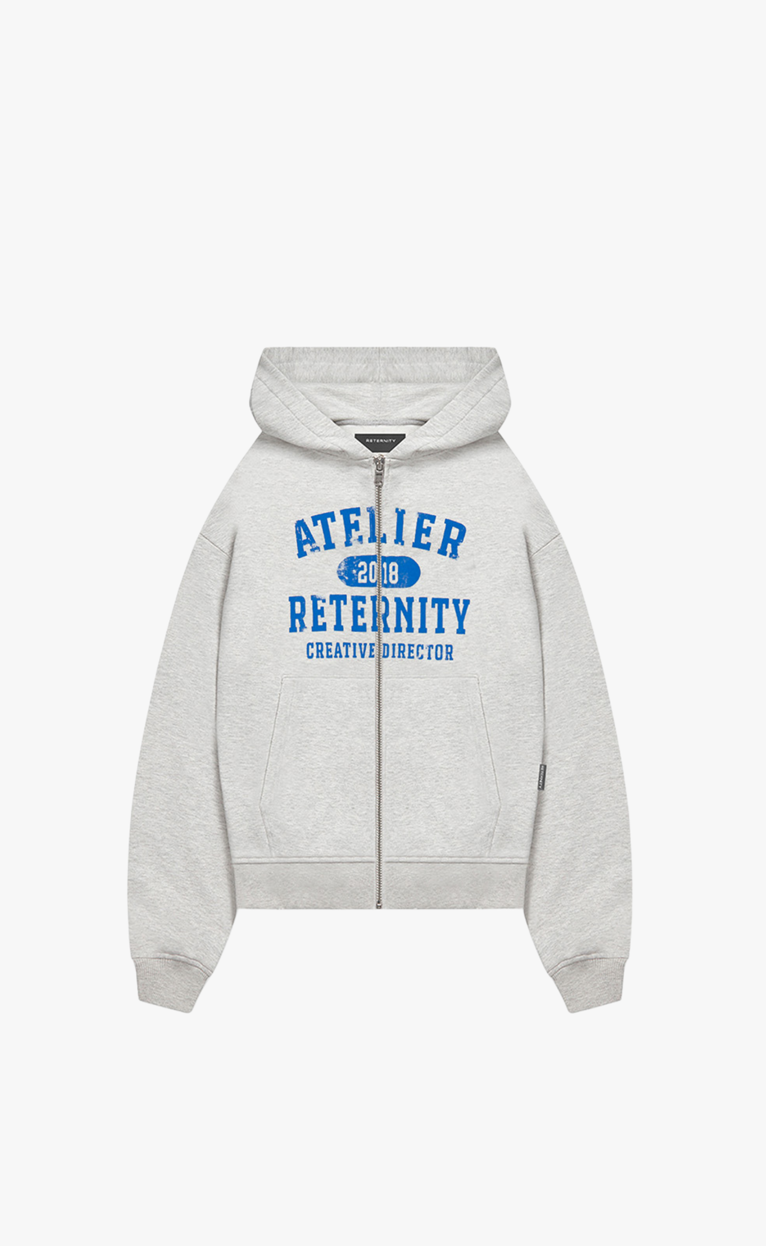 ATELIER EMBLEM ZIP MELANGE GREY HOODIE