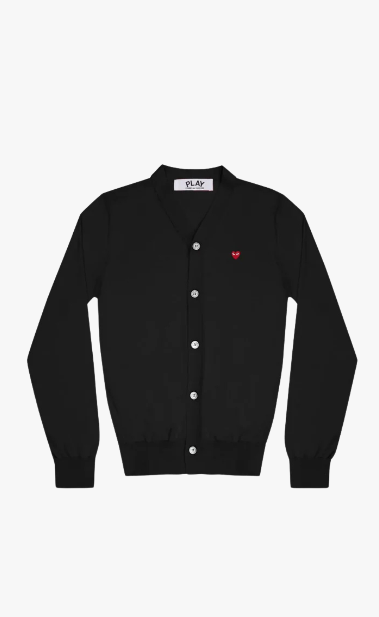 BLACK SMALL RED HEART PLAY CARDIGAN