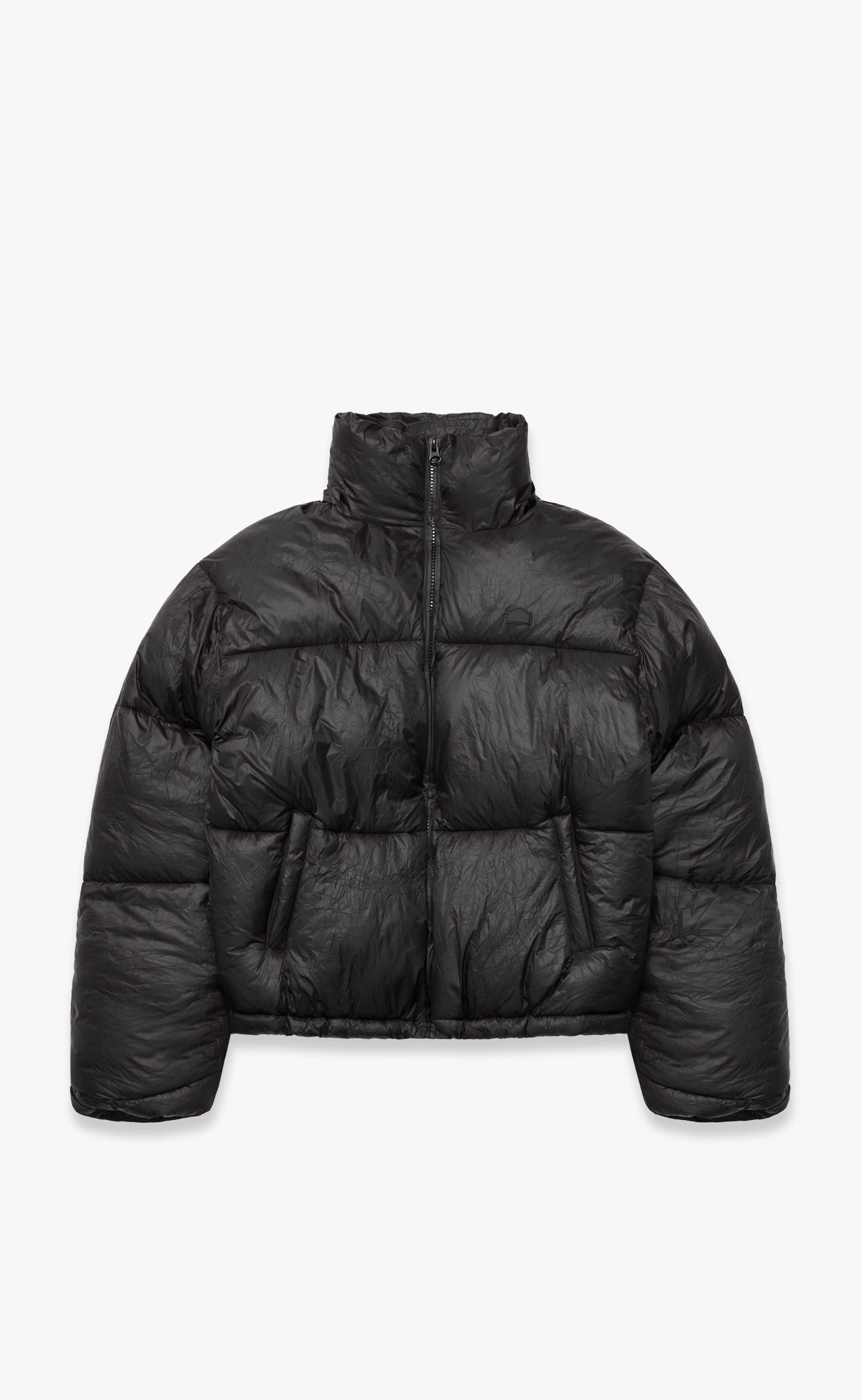 WRINKLED PUFFER BLACK JACKET
