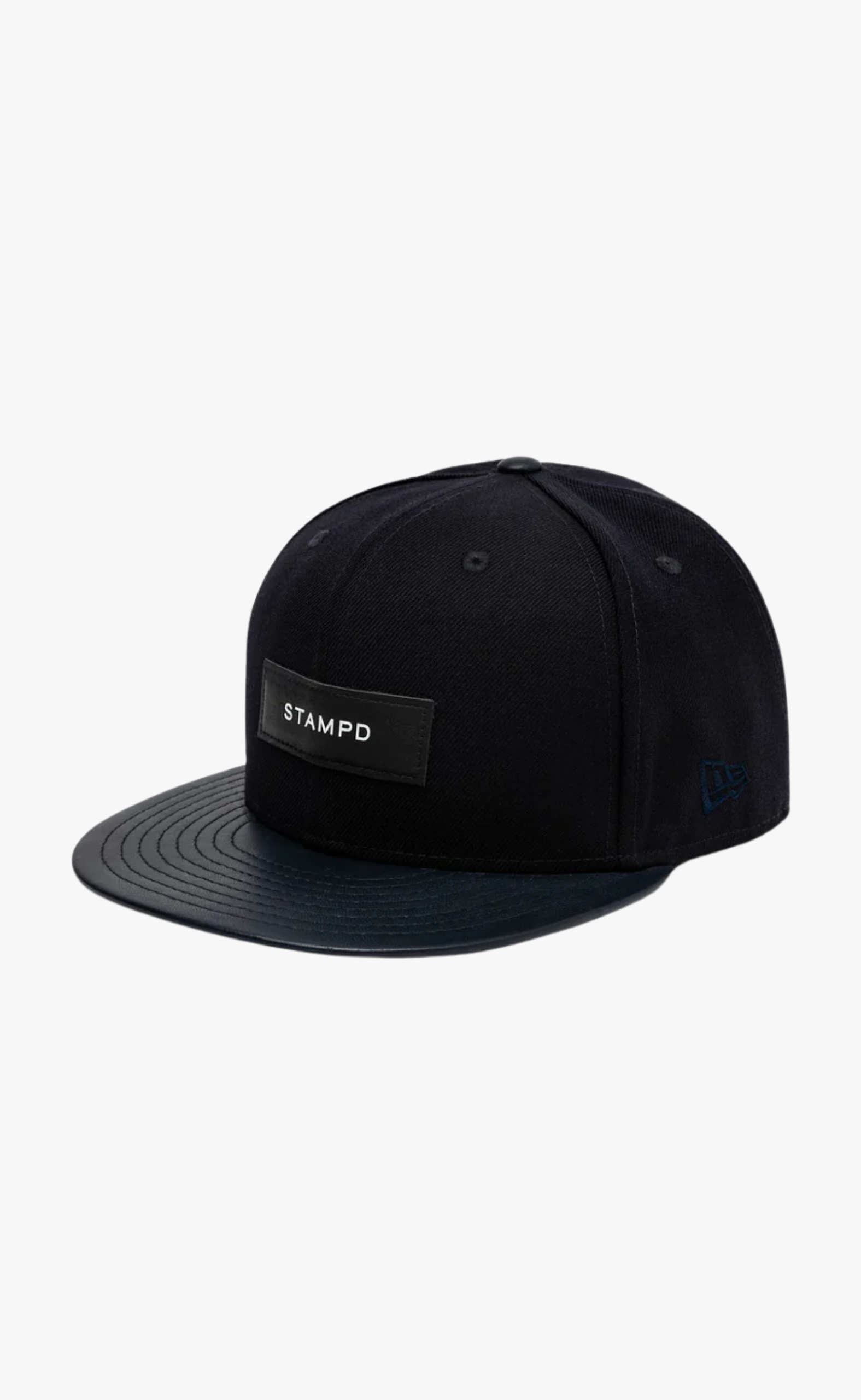NAVY NEW ERA 6 PANEL LEATHER BRIM