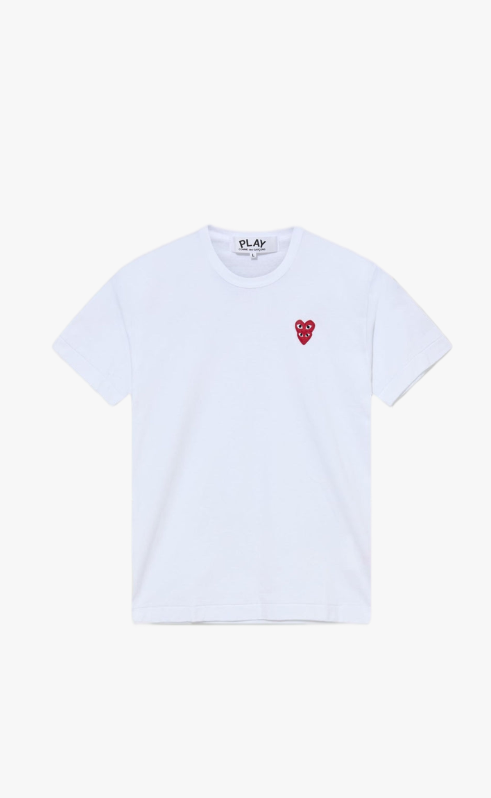 WHITE PLAY COMME DES GARÇONS T-SHIRT WITH DOUBLE RED HEART