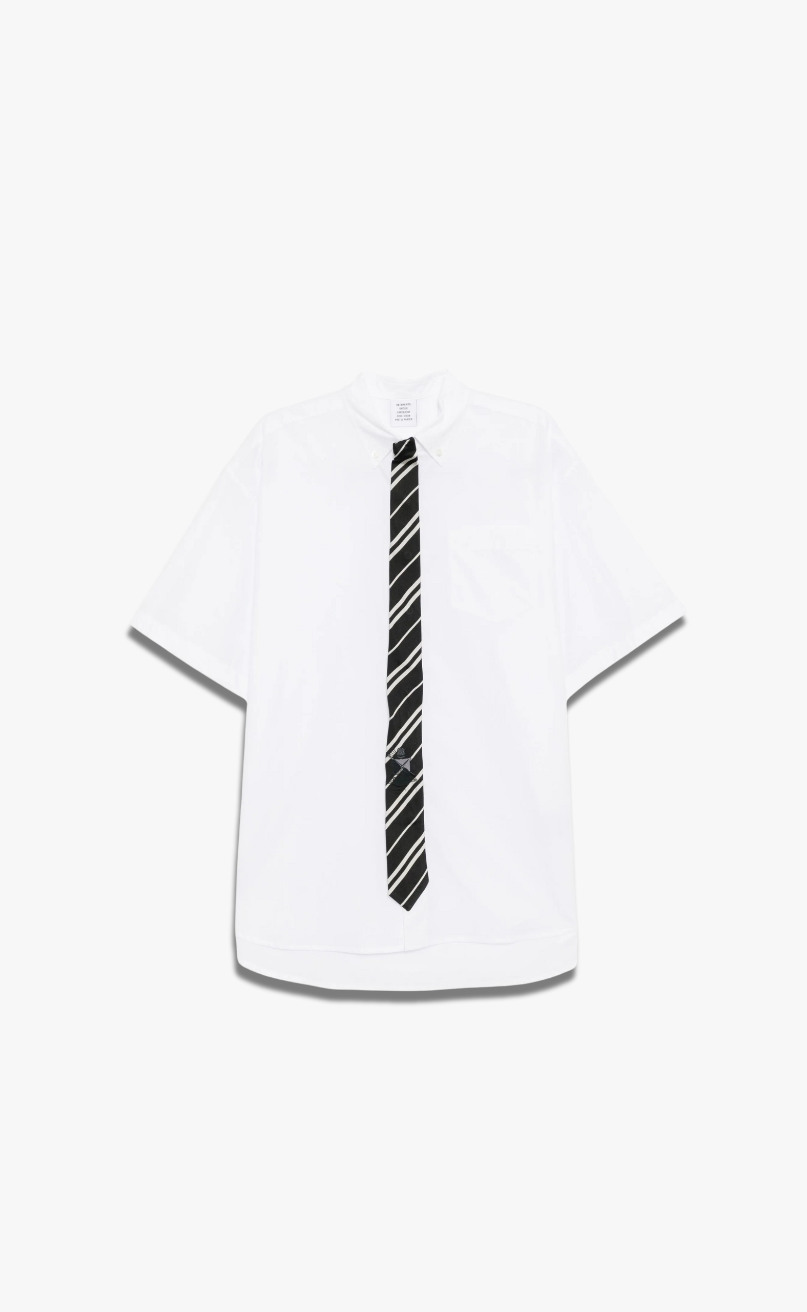 TIE SHORT-SLEEVE WHITE BLACK SHIRT