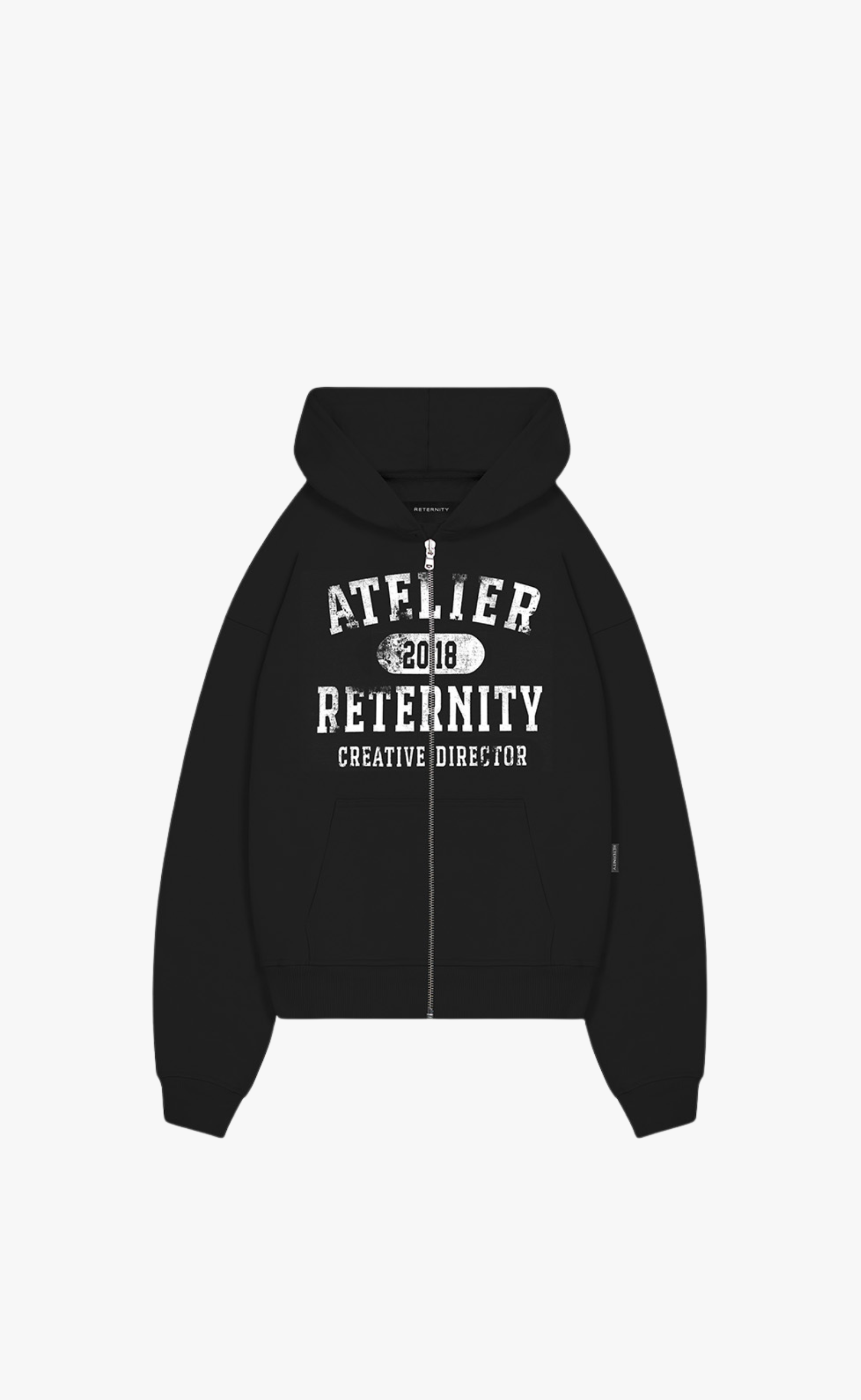 ATELIER EMBLEM ZIP BLACK HOODIE