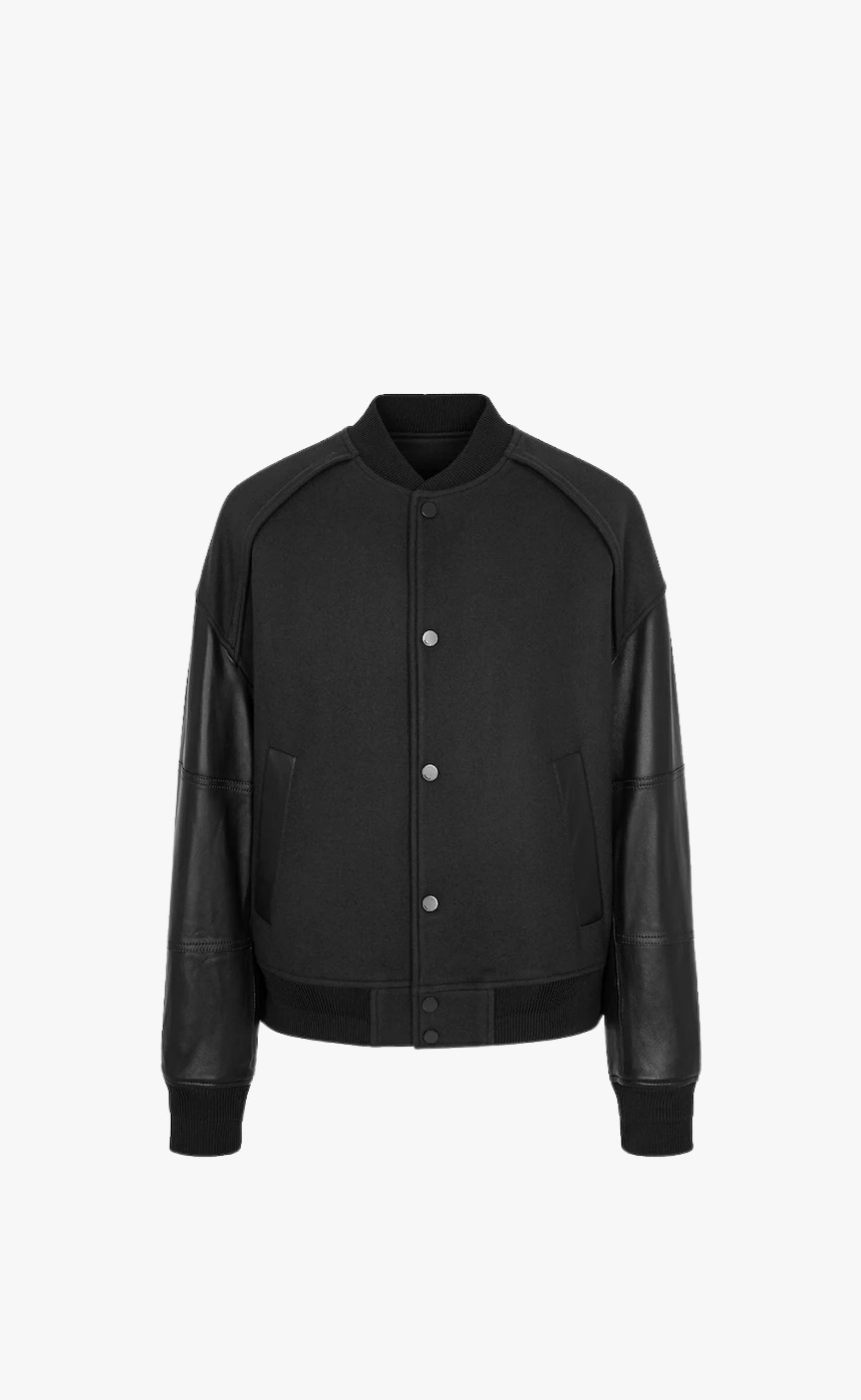 VARSITY WITH LEATHER SLEEVE BLACK JACKET