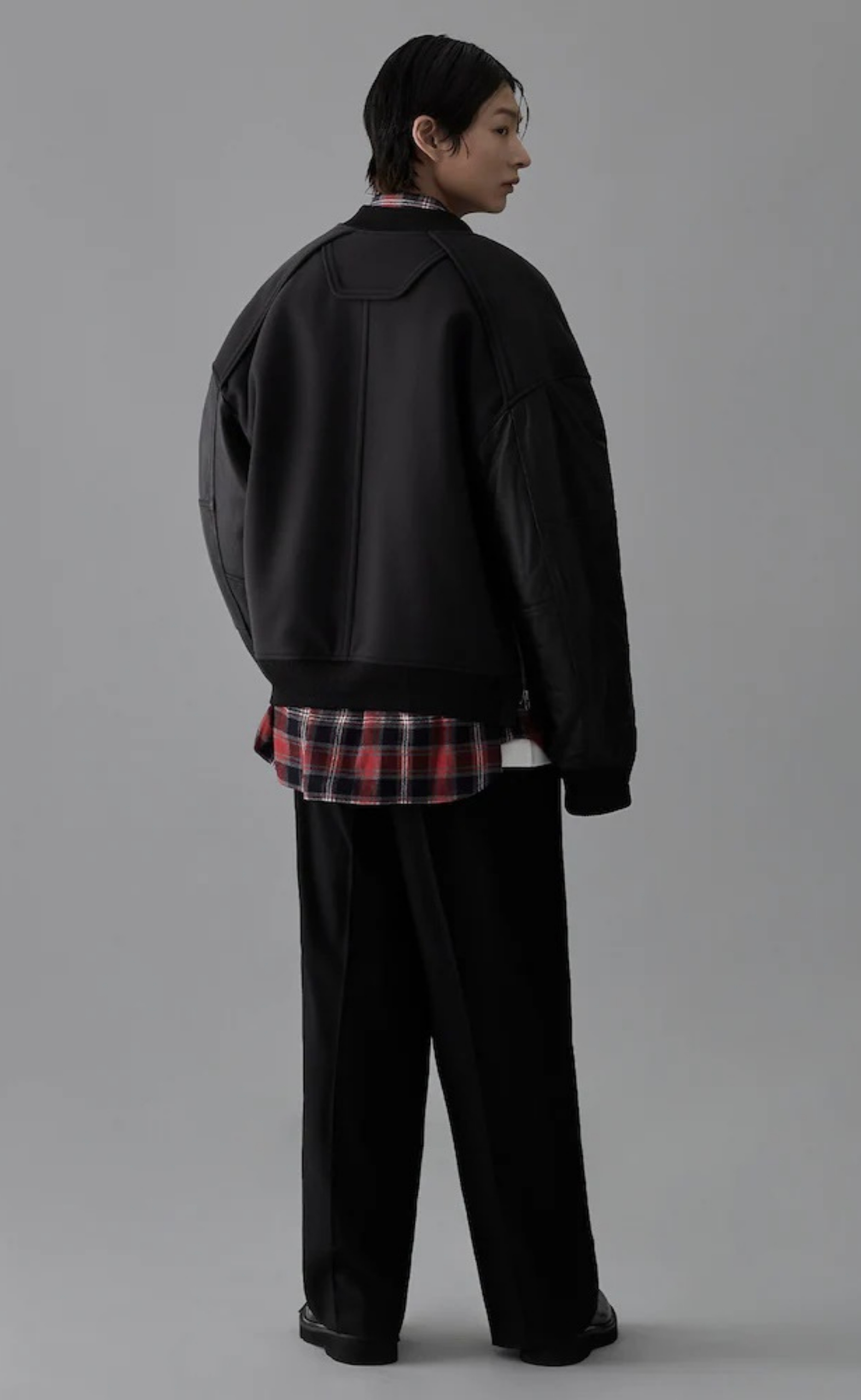 VARSITY WITH LEATHER SLEEVE BLACK JACKET