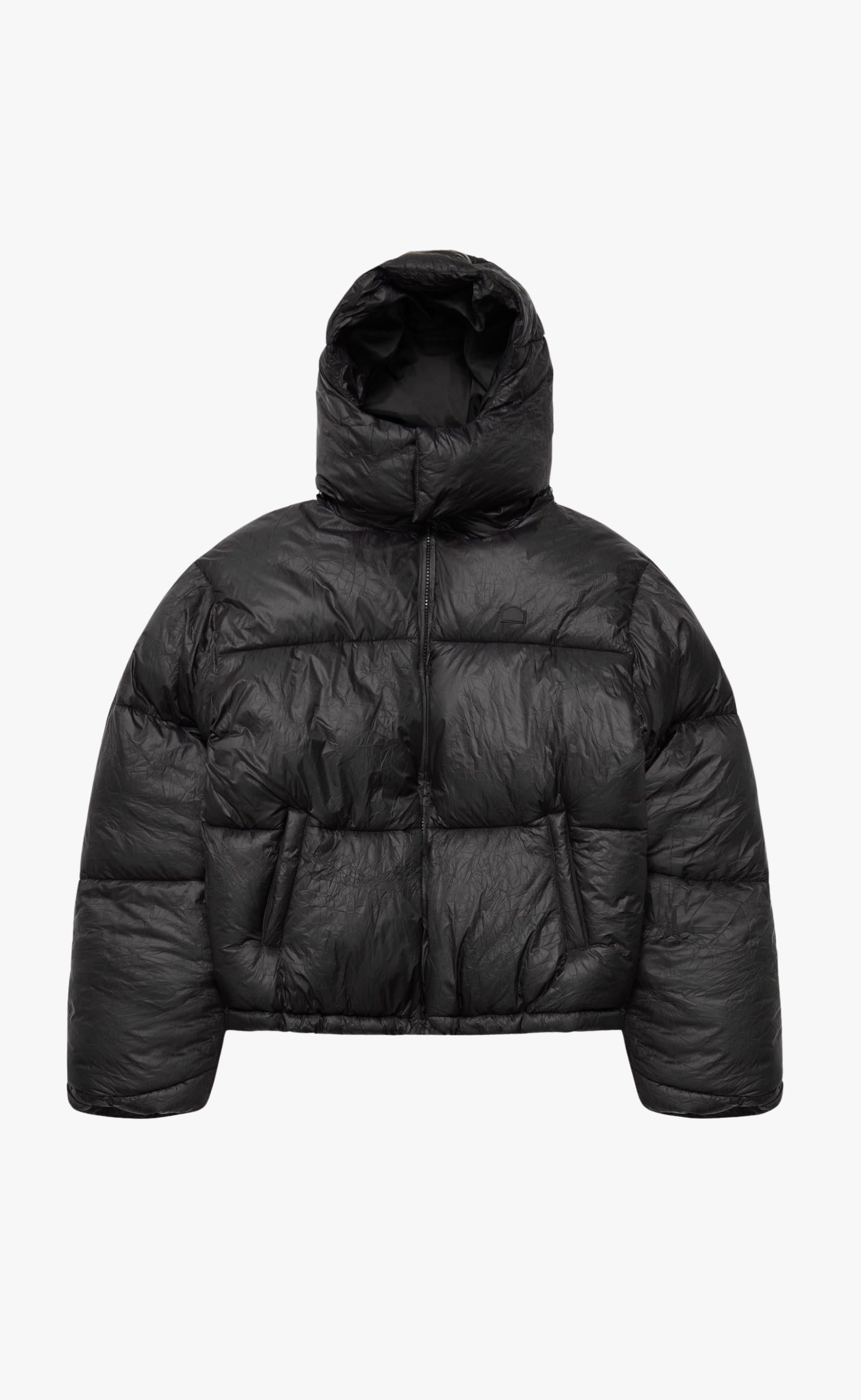 WRINKLED PUFFER BLACK JACKET