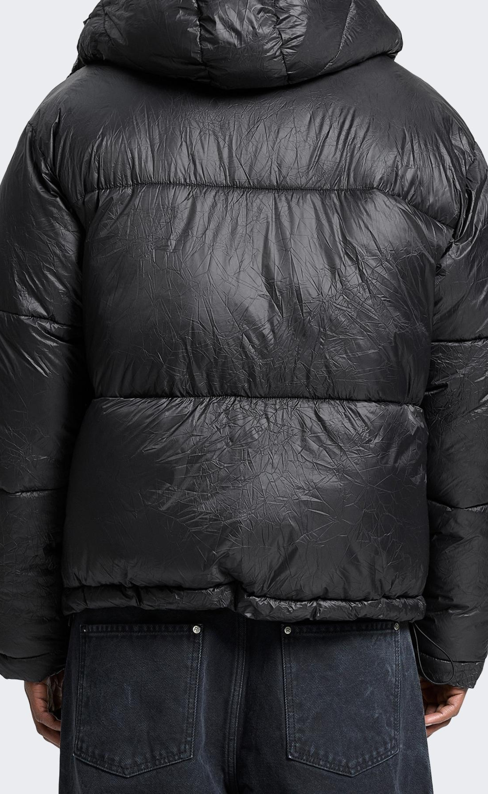 WRINKLED PUFFER BLACK JACKET