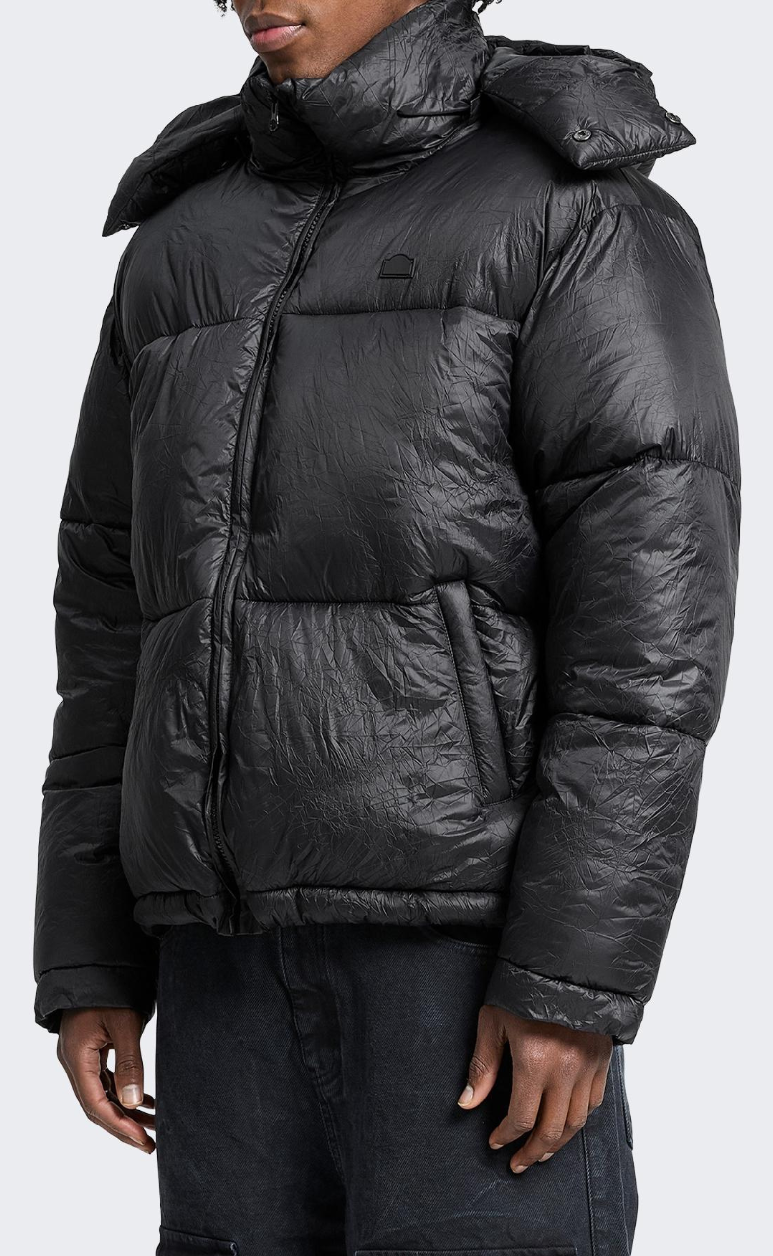WRINKLED PUFFER BLACK JACKET