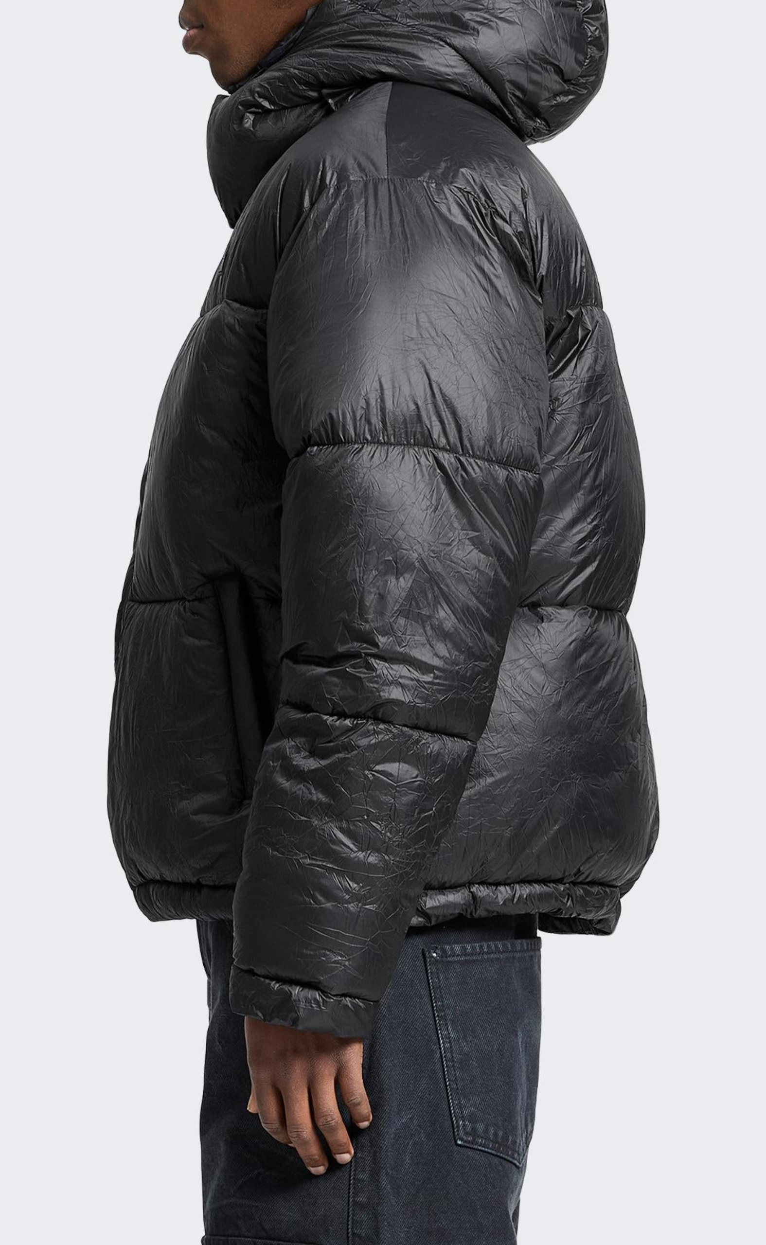WRINKLED PUFFER BLACK JACKET