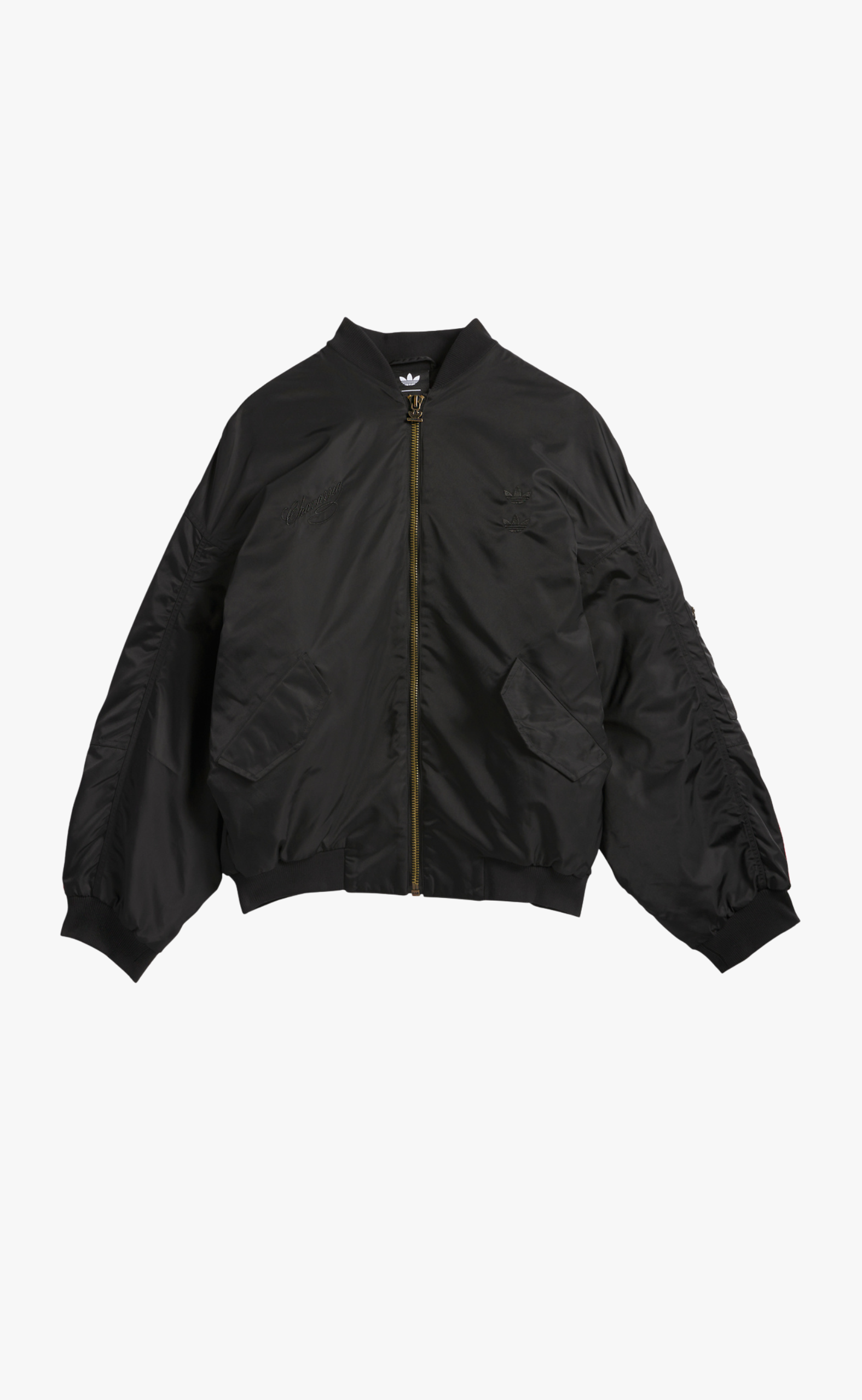 ADIDAS ORIGINALS X WILLY CHAVARRIA SATIN RELAXED MEN'S BOMBER BLACK JACKET