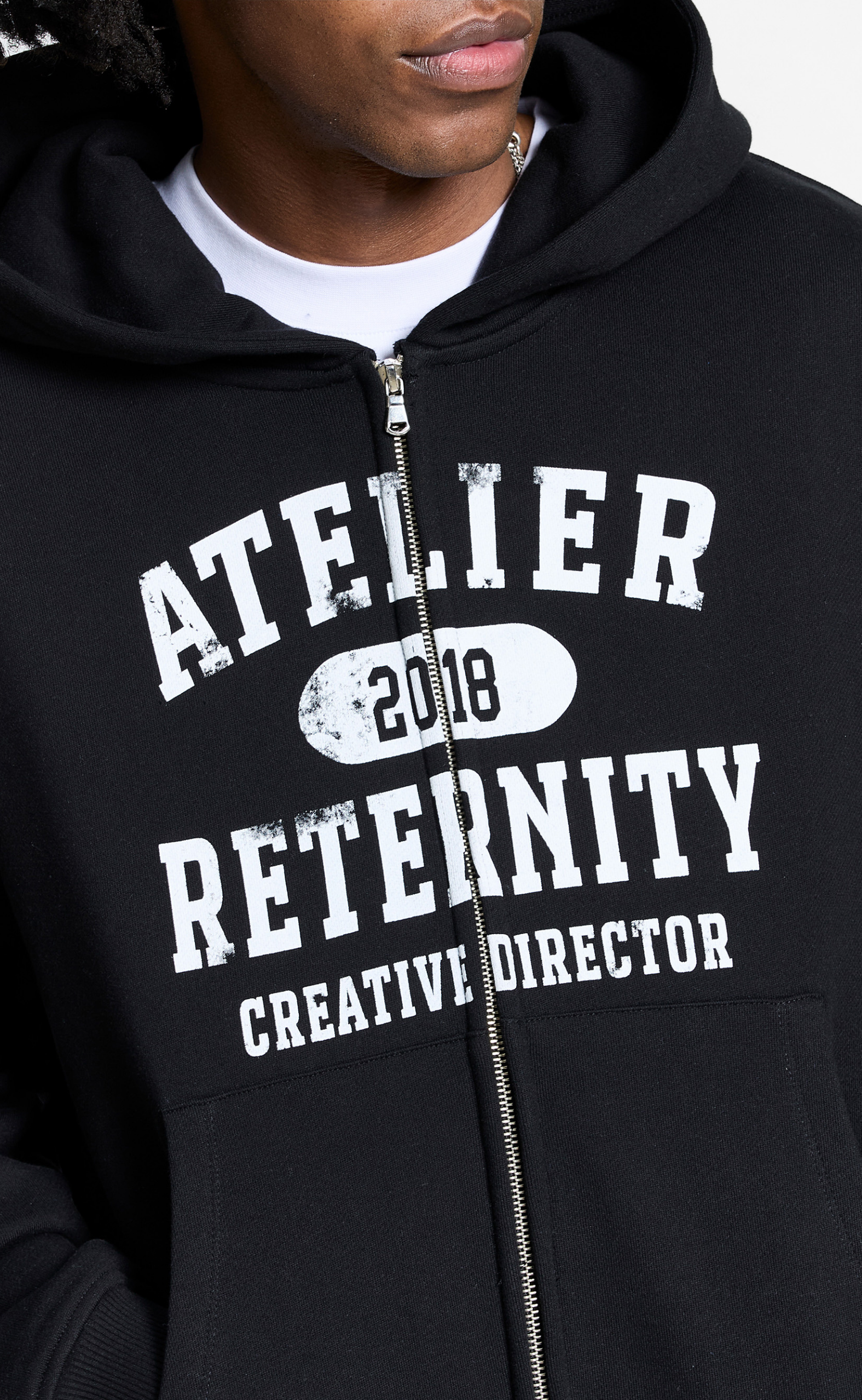 ATELIER EMBLEM ZIP BLACK HOODIE