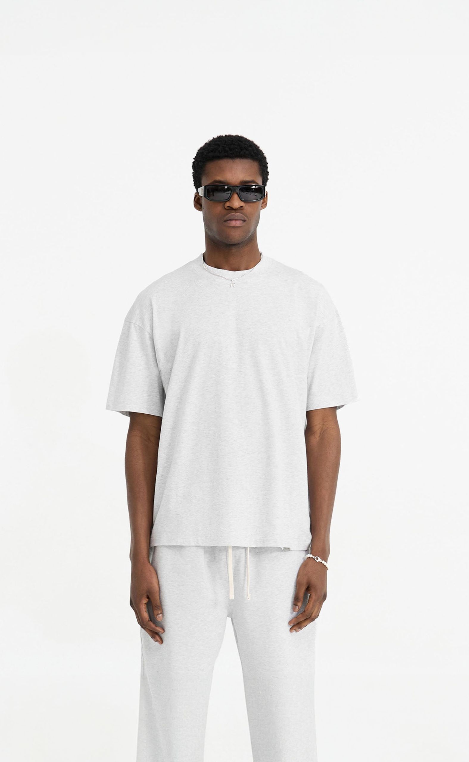 INTIAL OVERSIZED ICE GREY MARL T-SHIRT