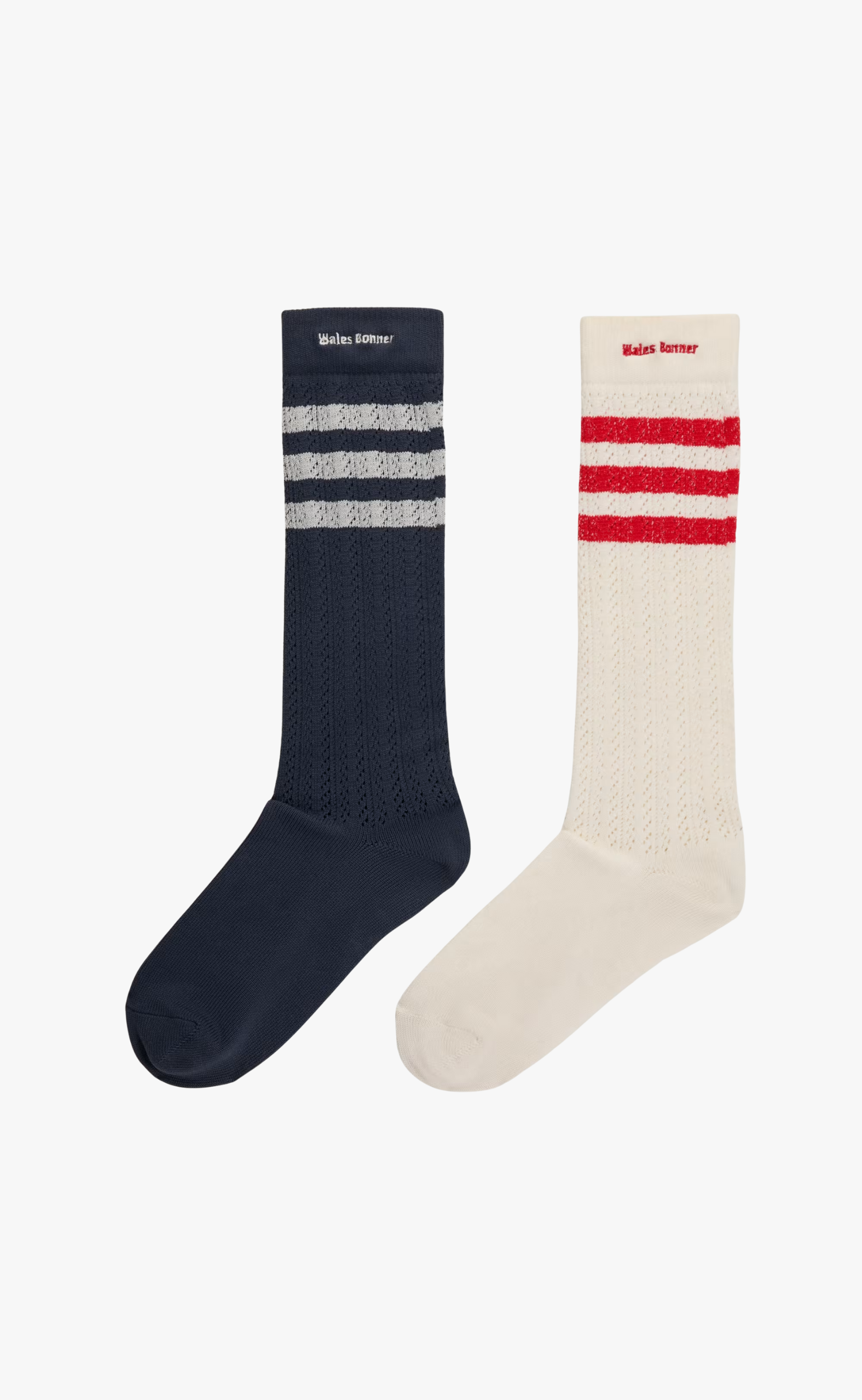 WB CROCHET HI WHITE BROWN SOCKS