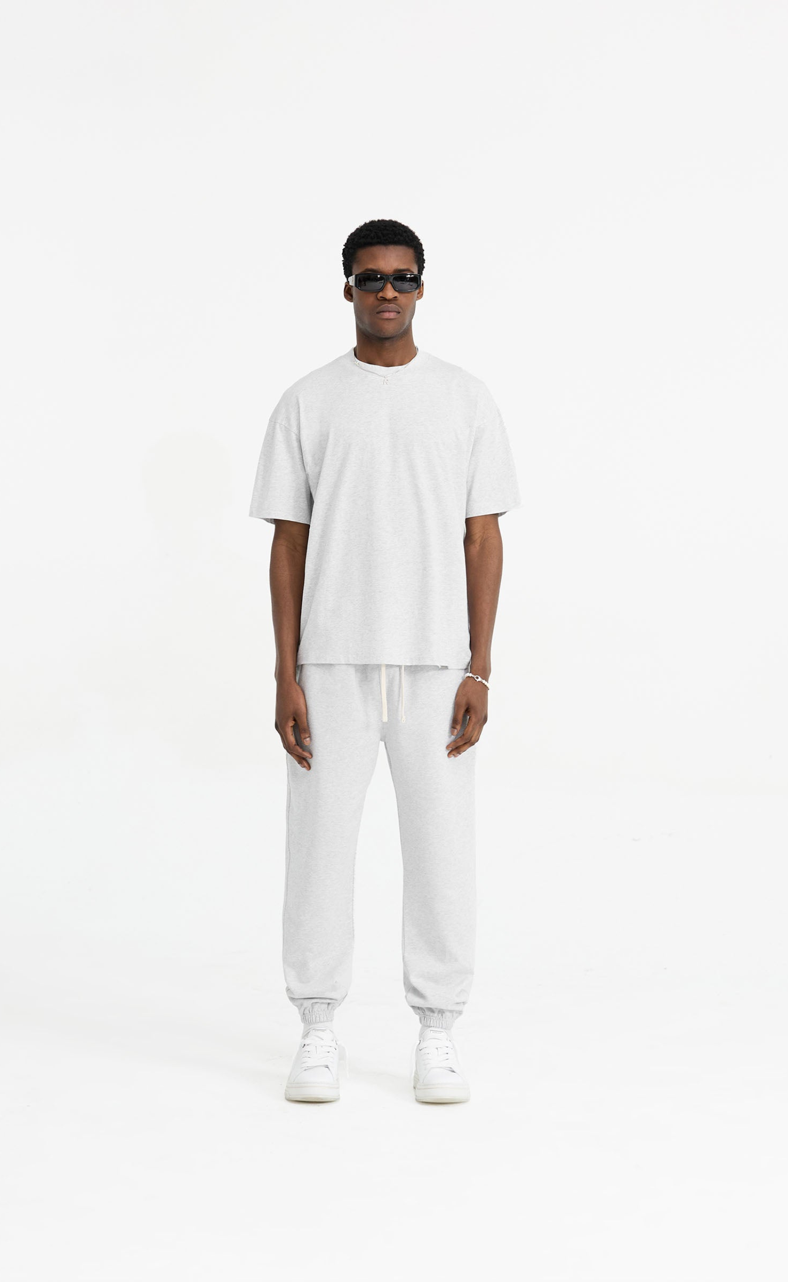 INTIAL OVERSIZED ICE GREY MARL T-SHIRT