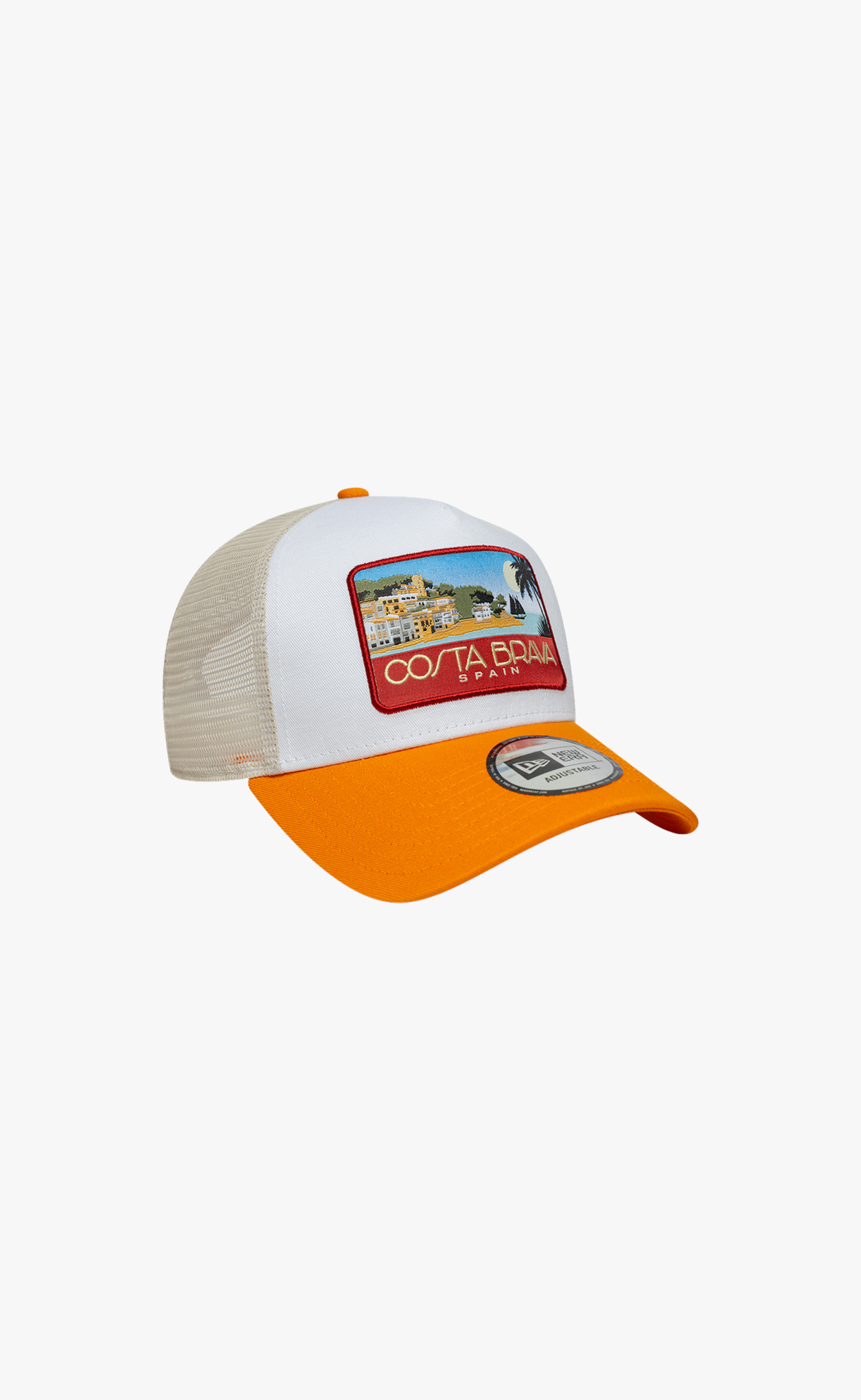 NEW ERA LOCATION PATCH 9 FORTY A-FRAME TRUCKER WHITE ORANGE HAT