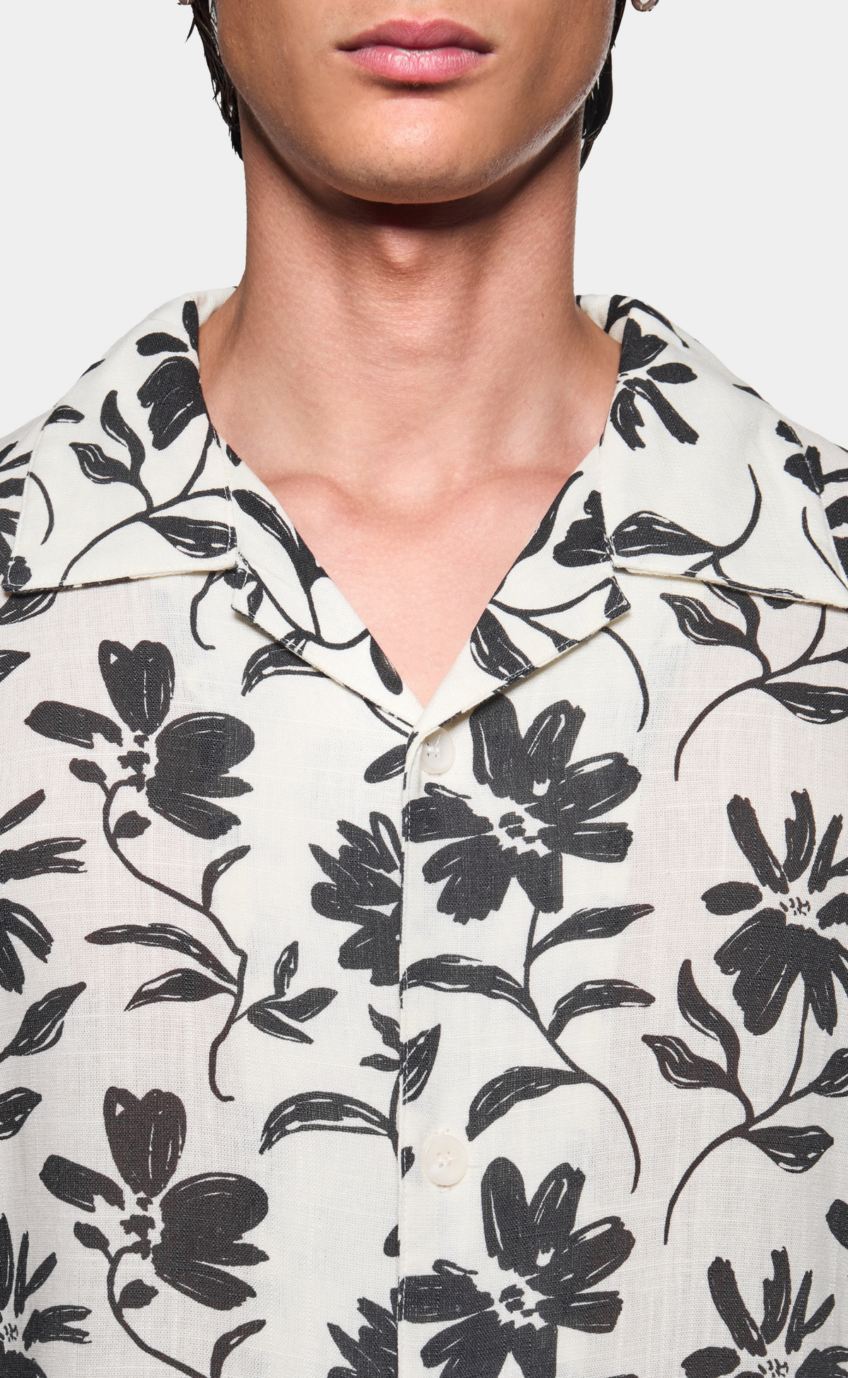 FLORAL LINEN VACATION RAW SHIRT