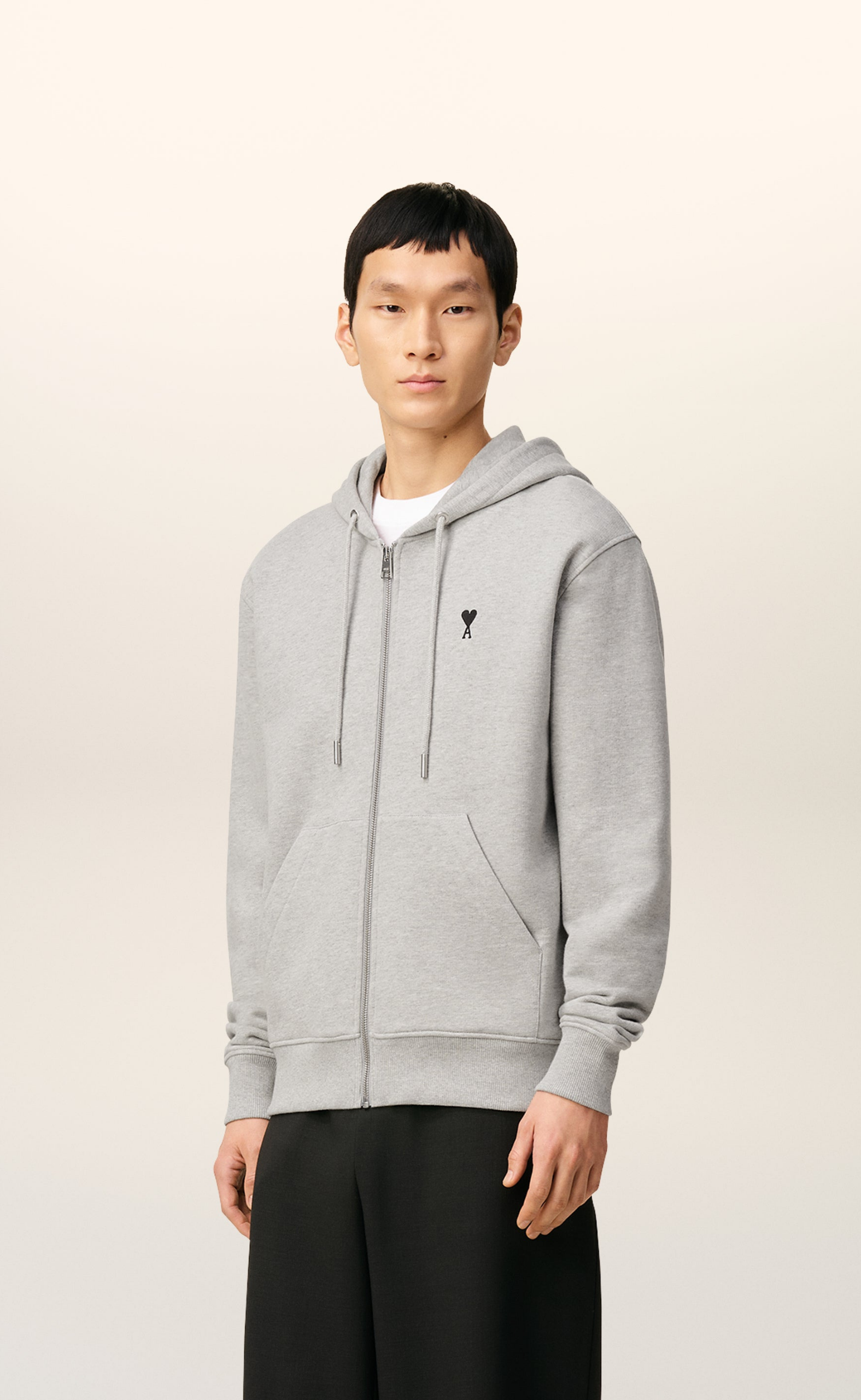 CONTRASTED AMI DE COEUR GREY HOODIE