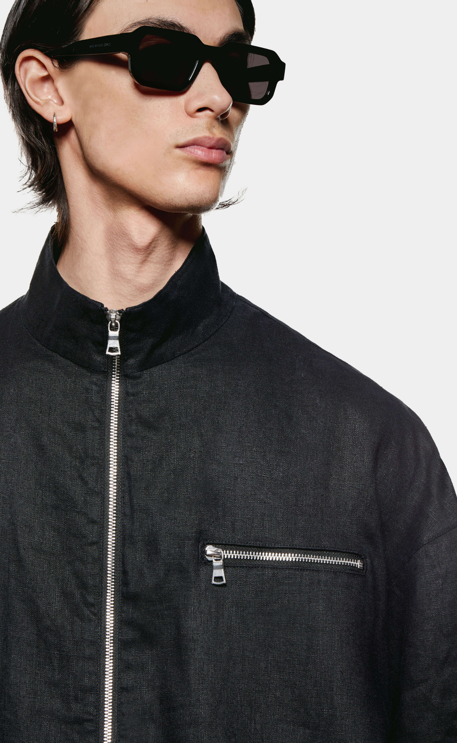 LINEN TRACK BLACK JACKET