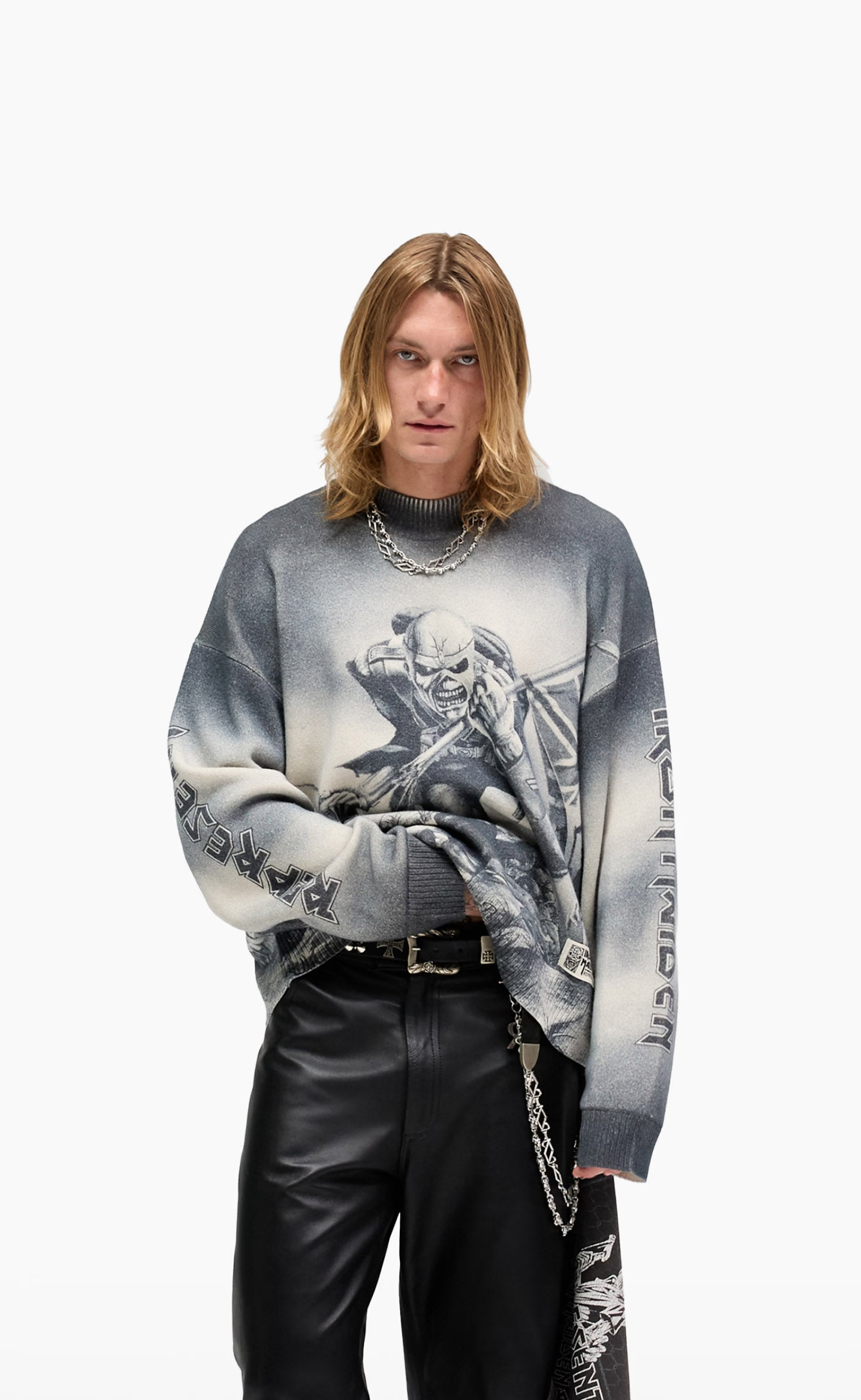 IRON MAIDEN X TROOPER KNIT LONGSLEEVE SUNFADE GREY