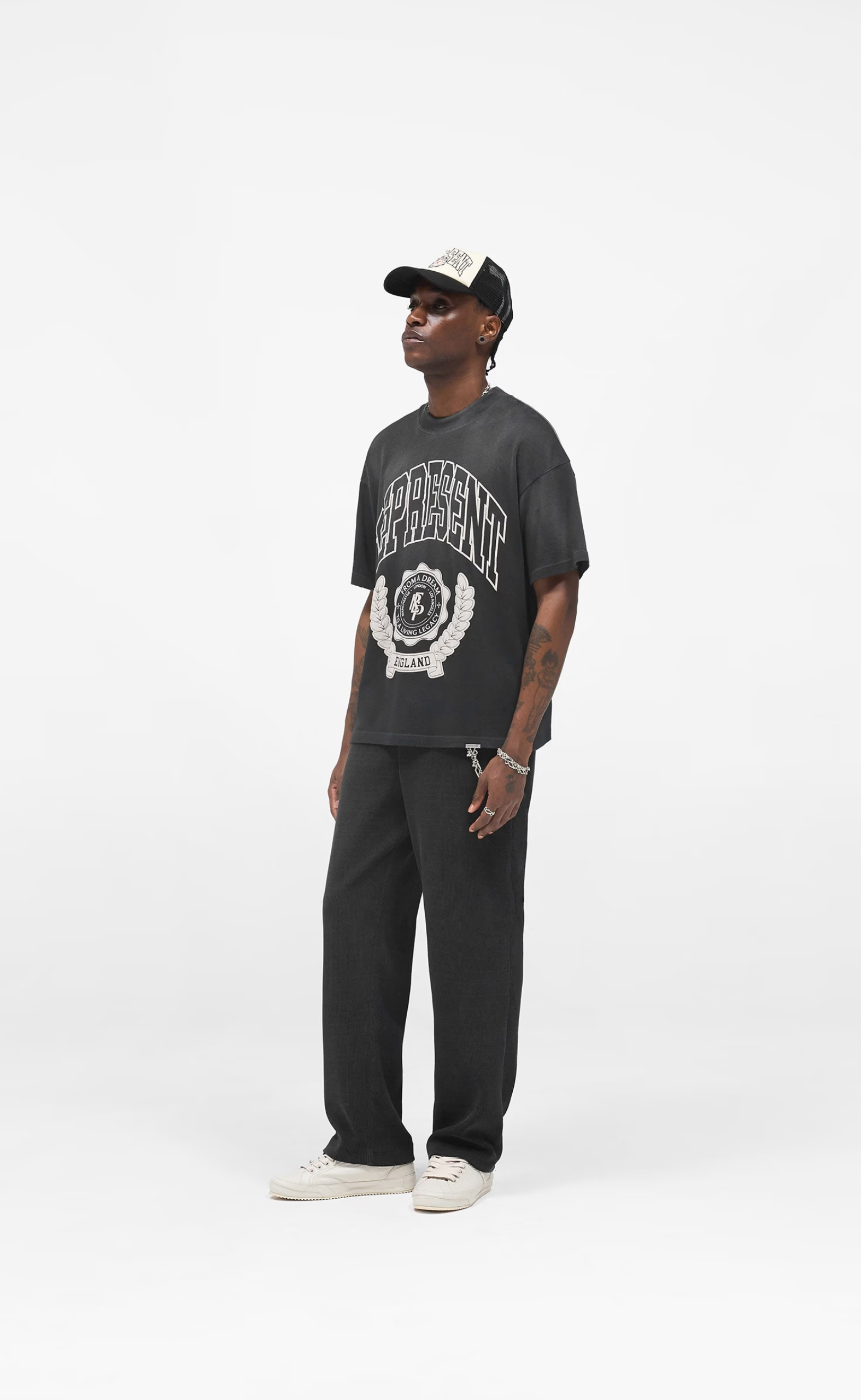 REPRESENT LEGACY CREST STAINED BLACK T-SHIRT