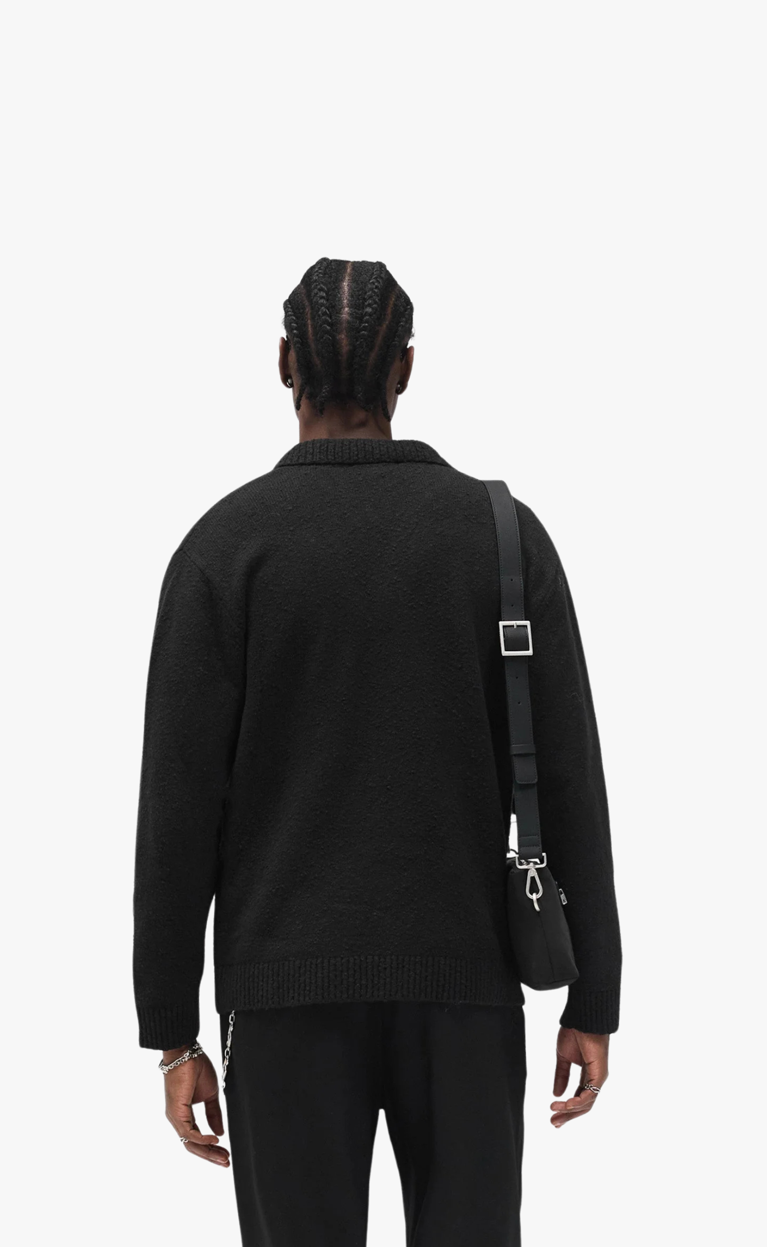 KNITTED POLO JET BLACK SWEATER