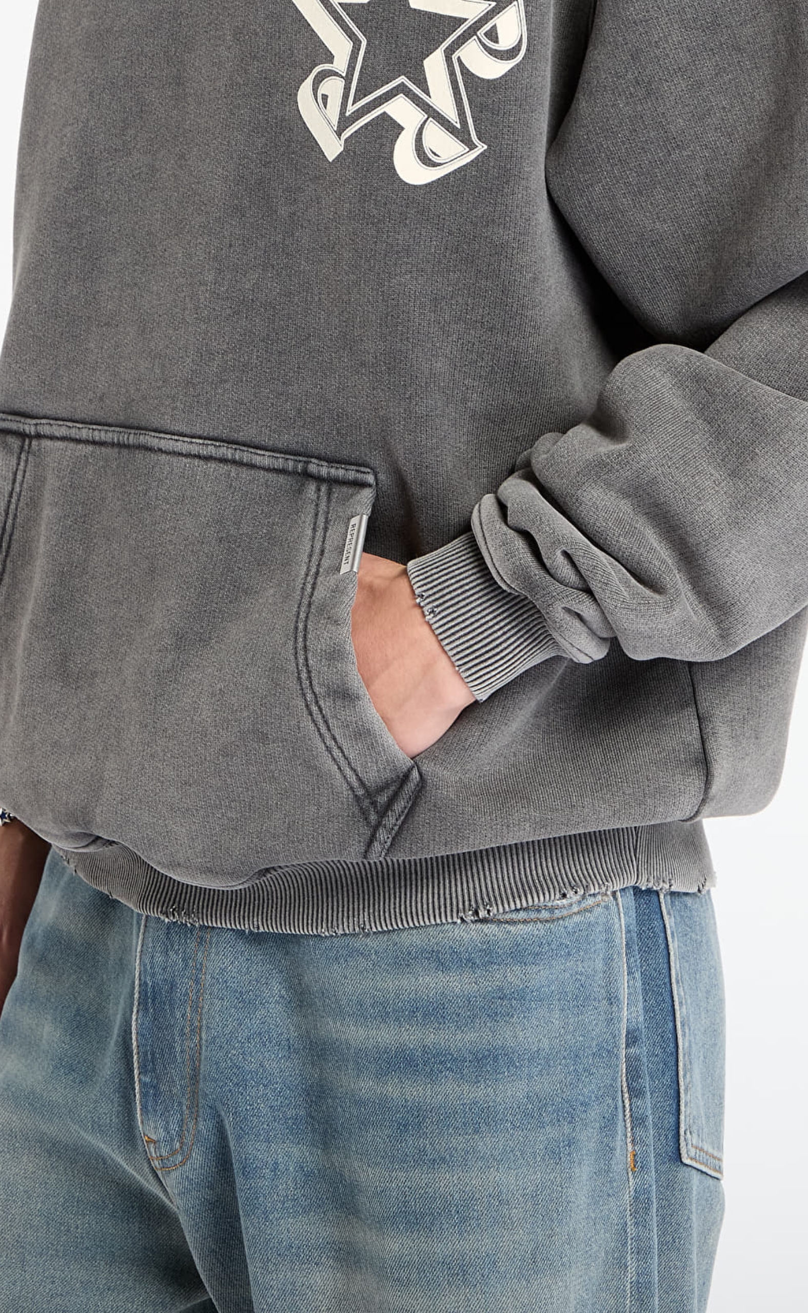 REPRESENT INITIAL STAR VINTAGE GREY HOODIE