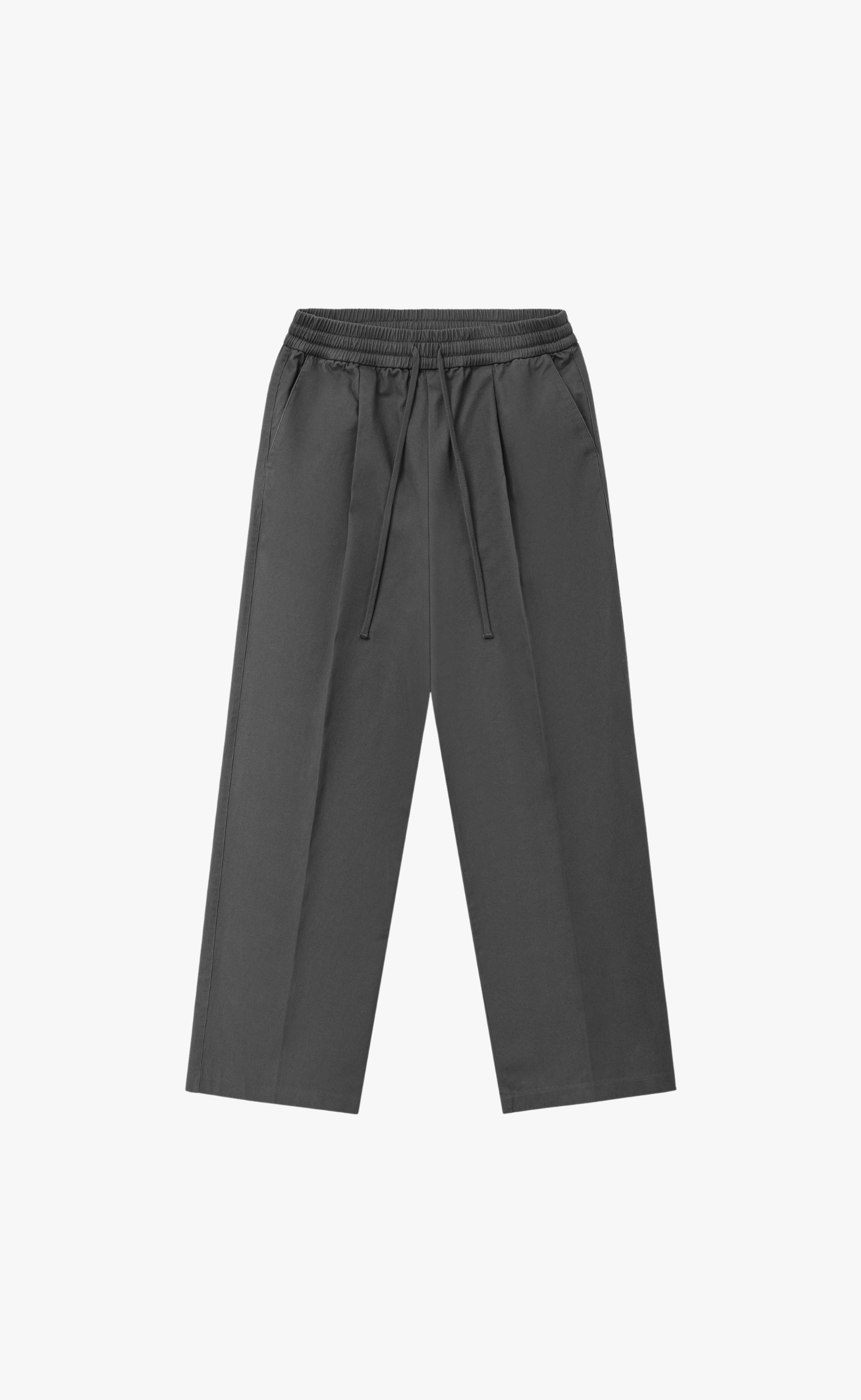PLEAT FRONT DRAWSTRING IRON GREY PANTS
