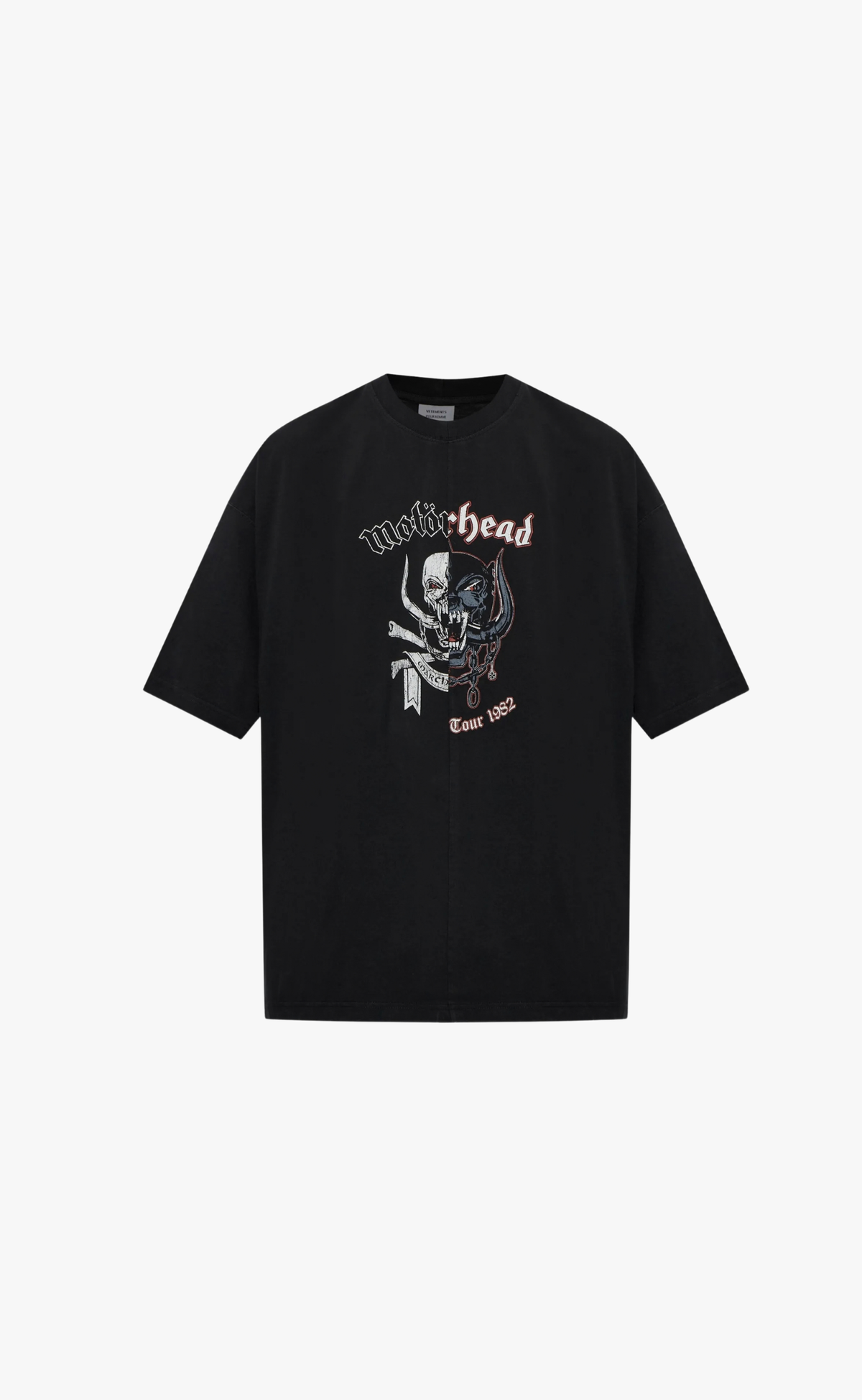 VETEMENTS X MOTORHEAD DOUBLE GRAPHIC CUT-UP WASHED BLACK T-SHIRT