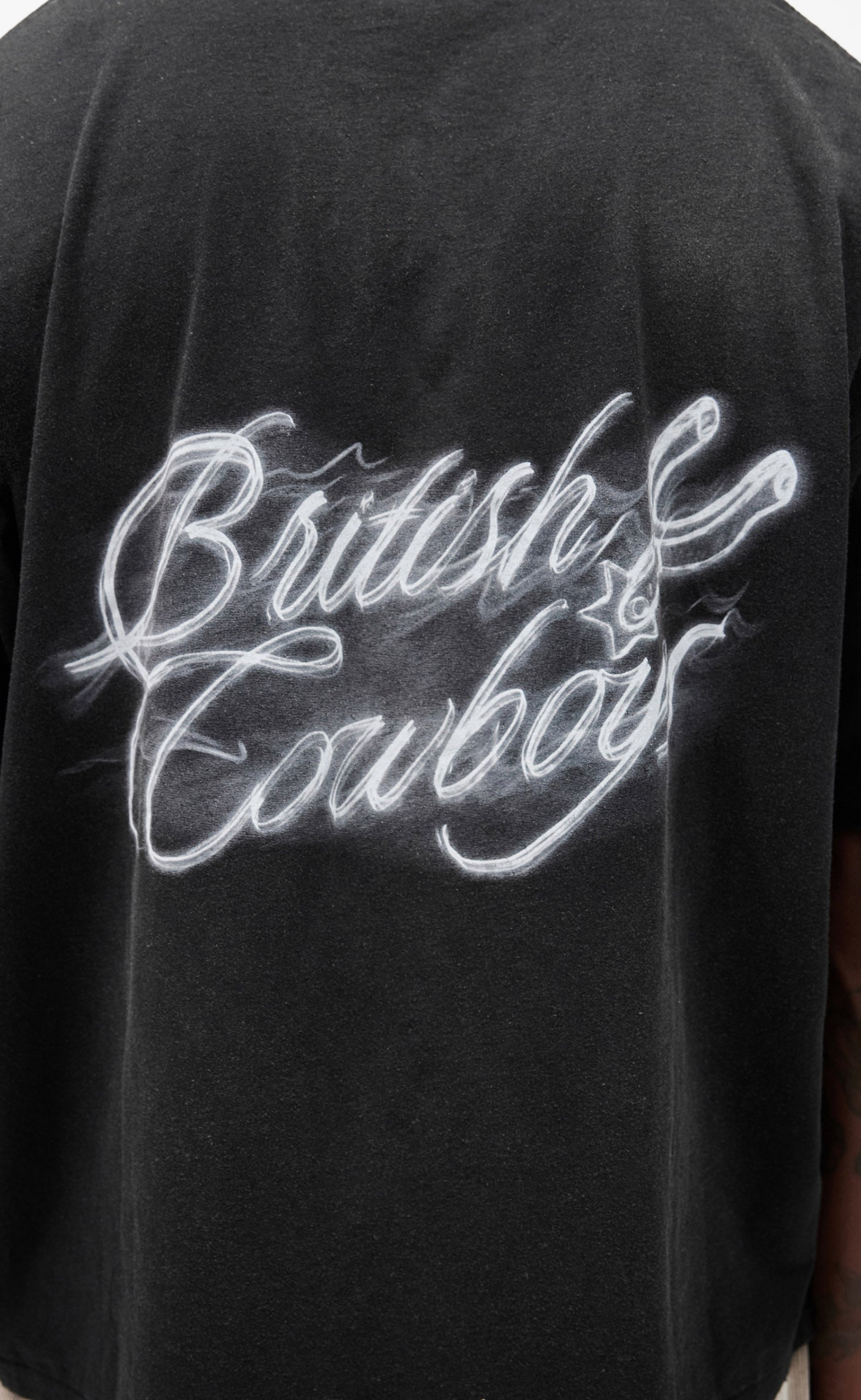 BRITISH COWBOYS STAINED BLACK T-SHIRT