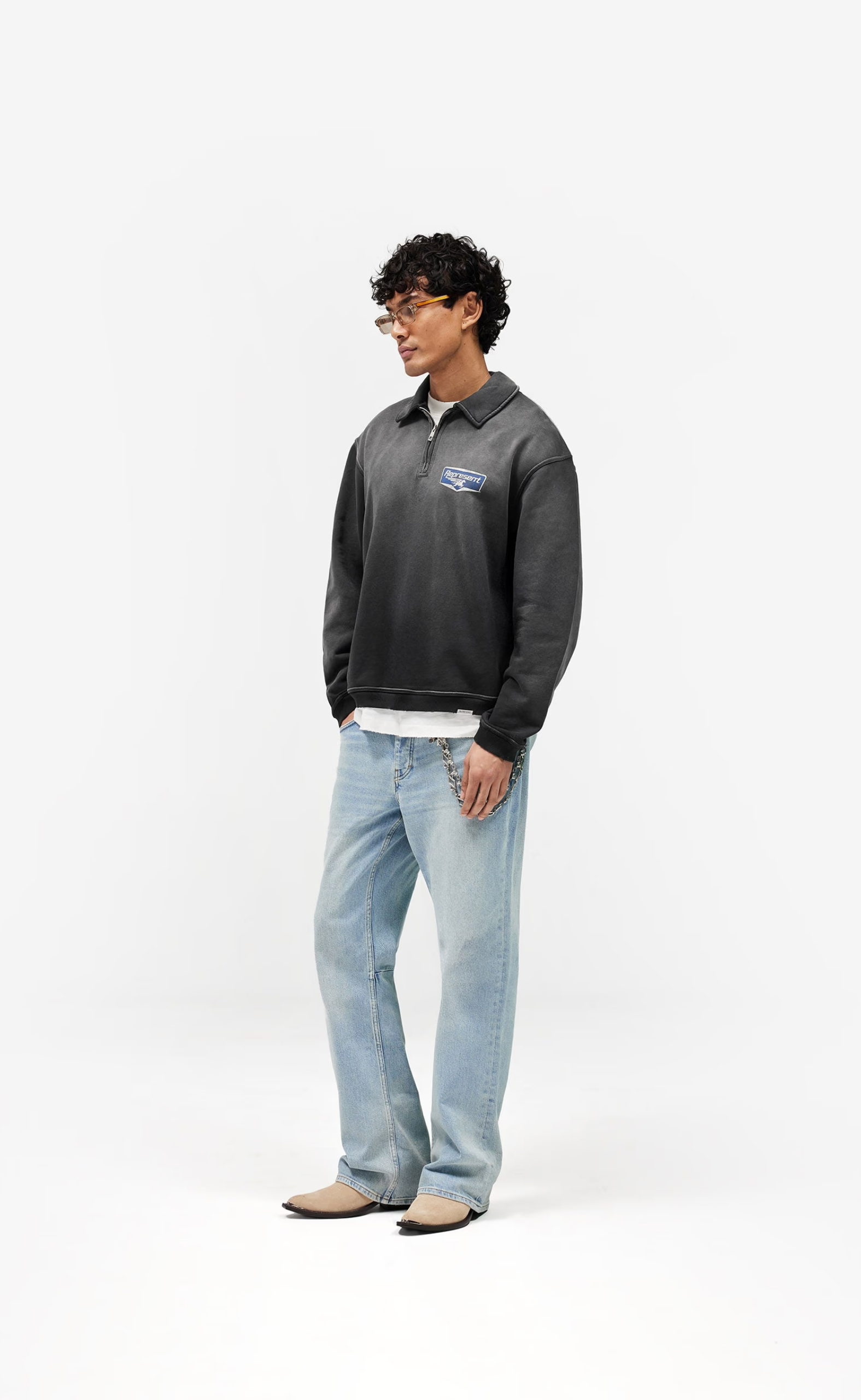 NOTHING FASTER STAINED BLACK QUARTER ZIP