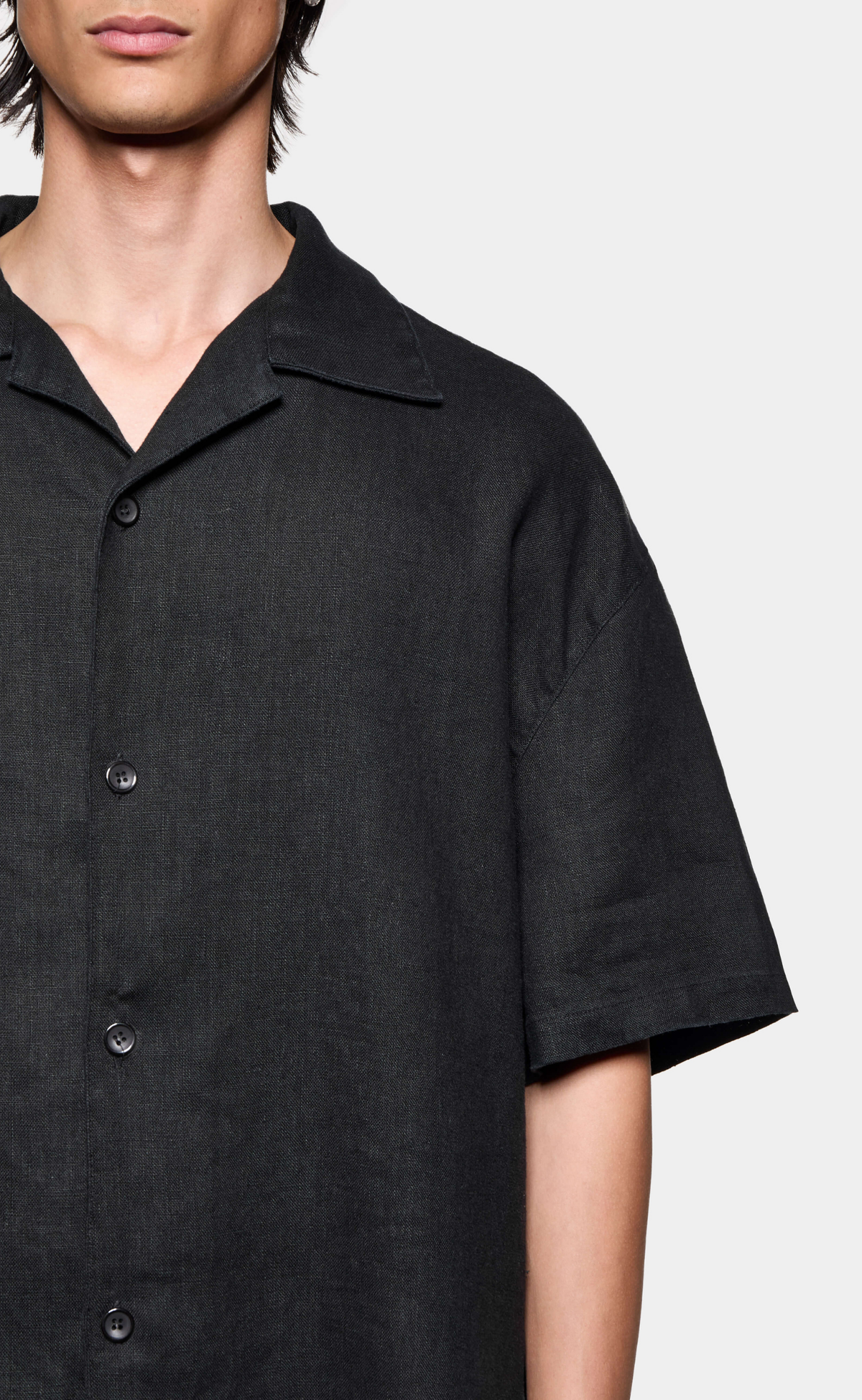 RIBBED CURPO VACATION SUEDED BLACK SHIRT