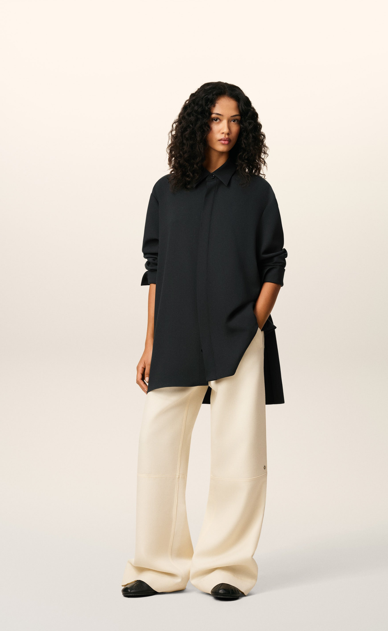 LONG OVERSIZE ANTHRACITE SHIRT