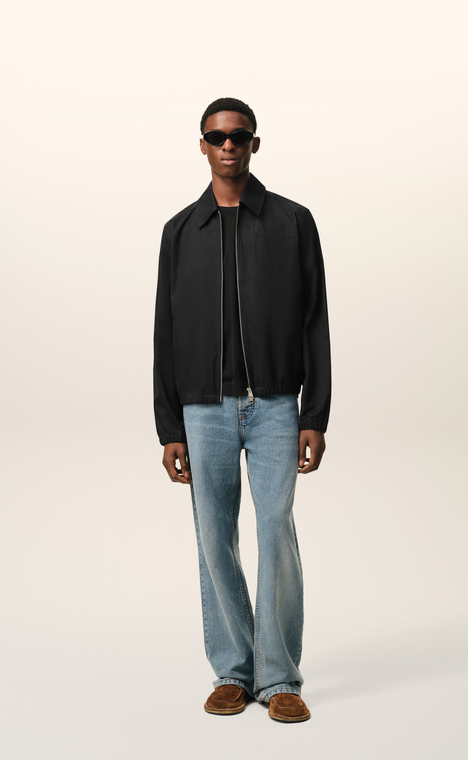 AMI DE COEUR EMBOSSED ZIPPED BLACK JACKET