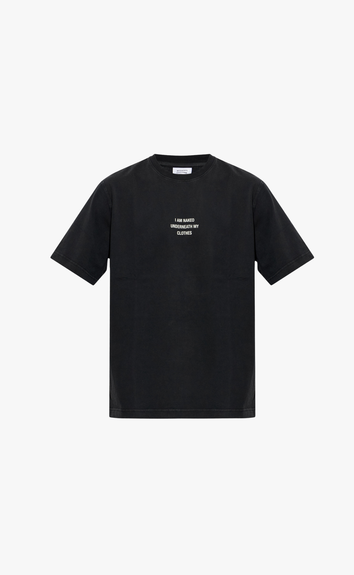 I AM NAKED UNDER MY CLOTHES REGULAR FIT WASHED BLACK T-SHIRT