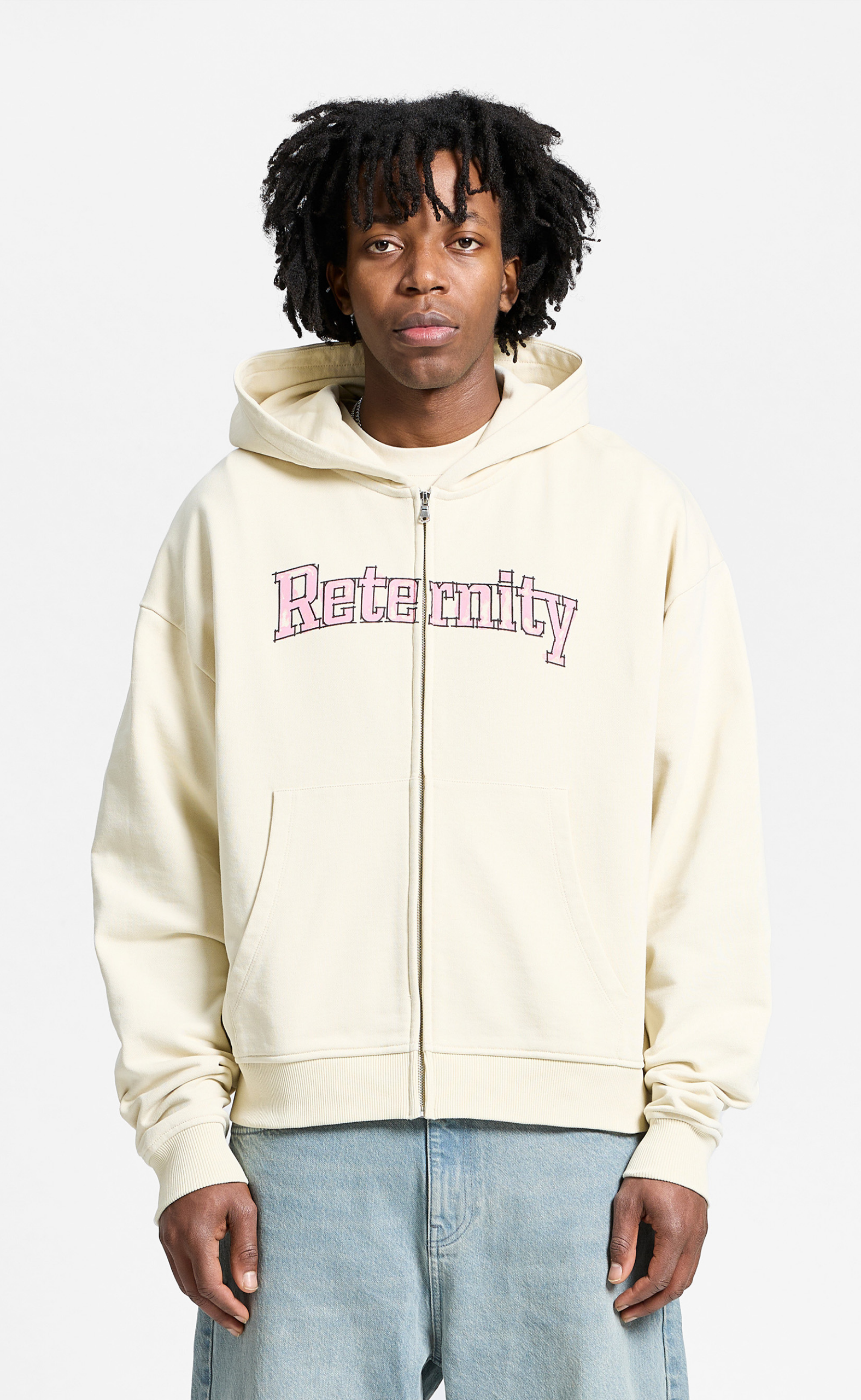 WATERCOLOR ZIP CREAM HOODIE