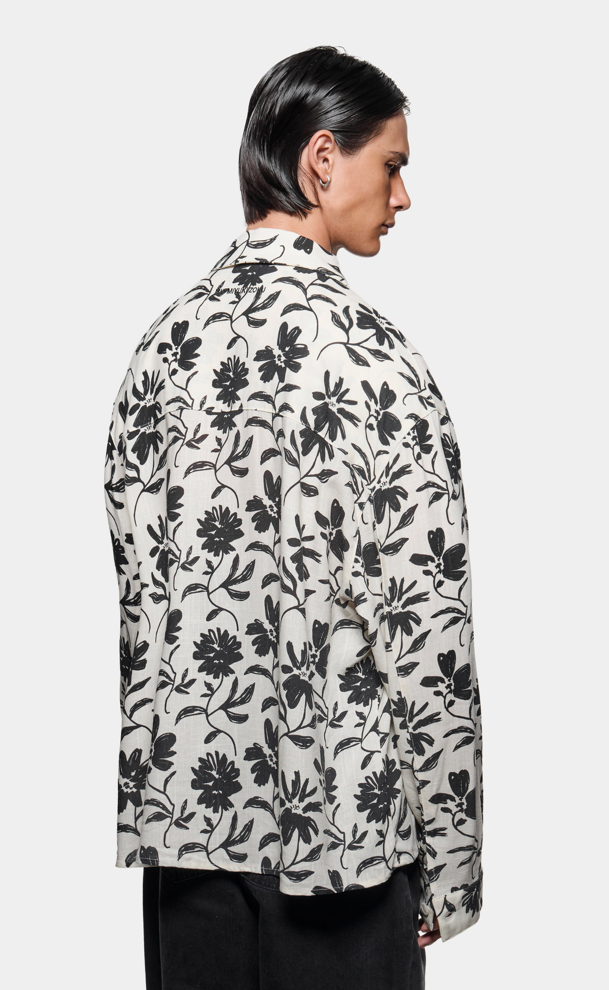 FLORAL LINEN BOX DRESS RAW SHIRT