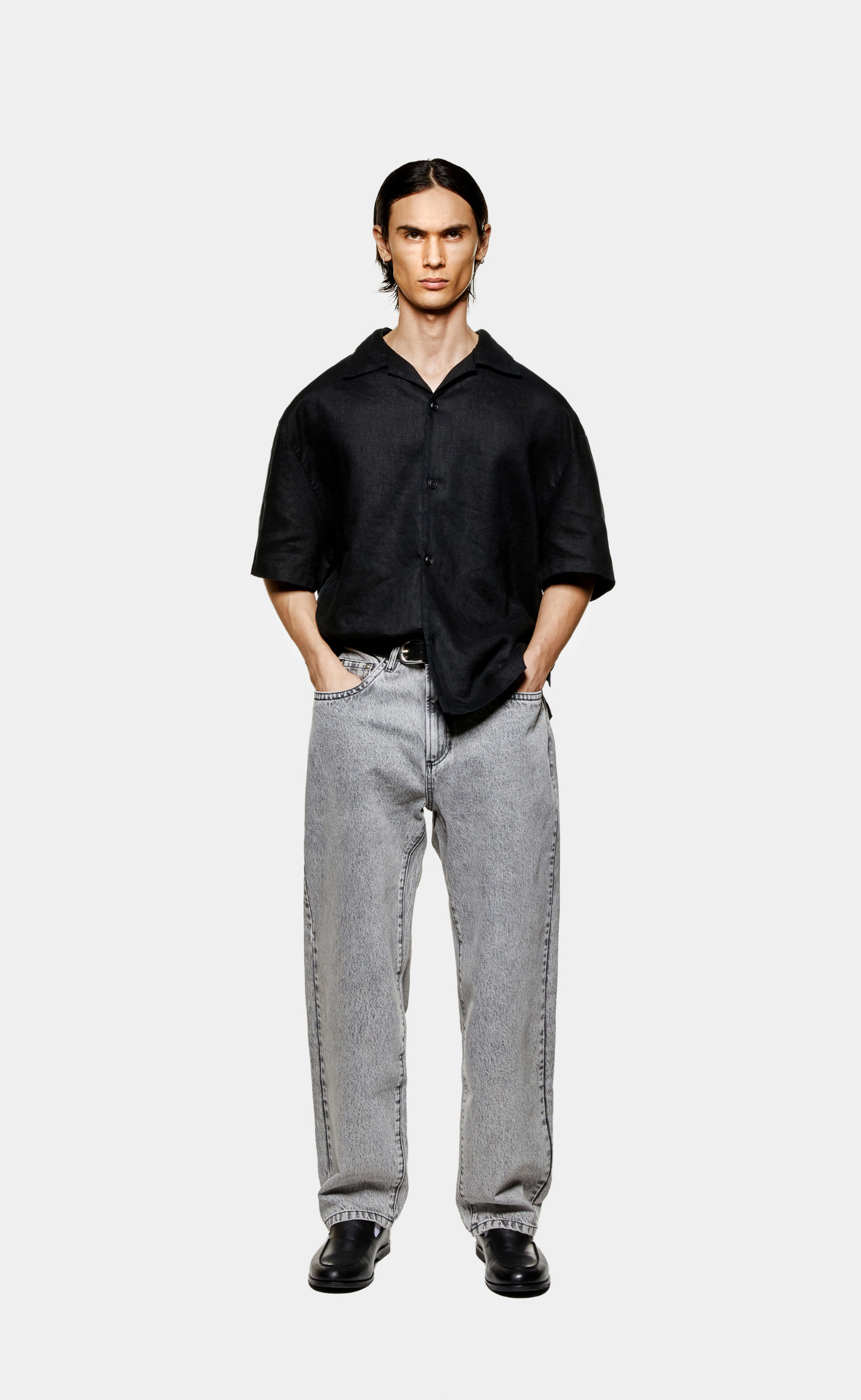 LINEN VACATION BLACK SHIRT