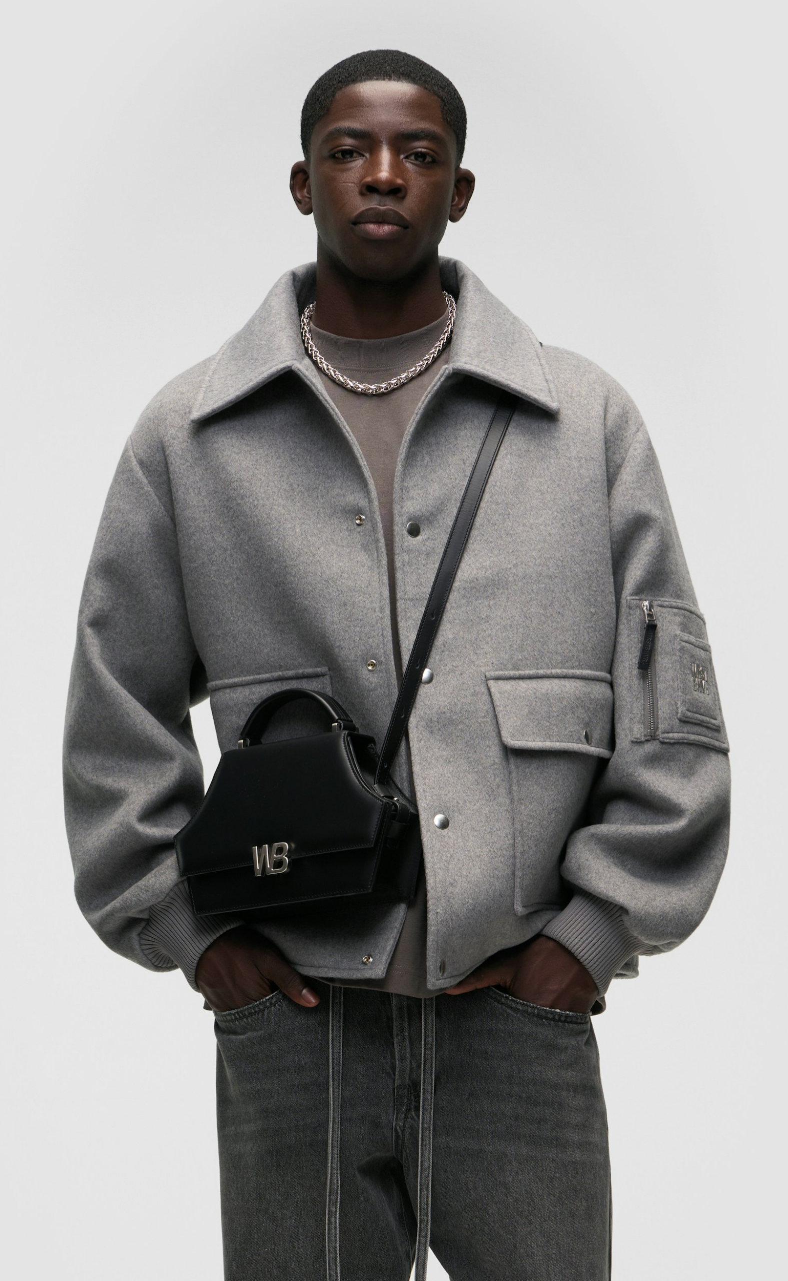 NAEL COLLEGE GRAY MELANGE JACKET