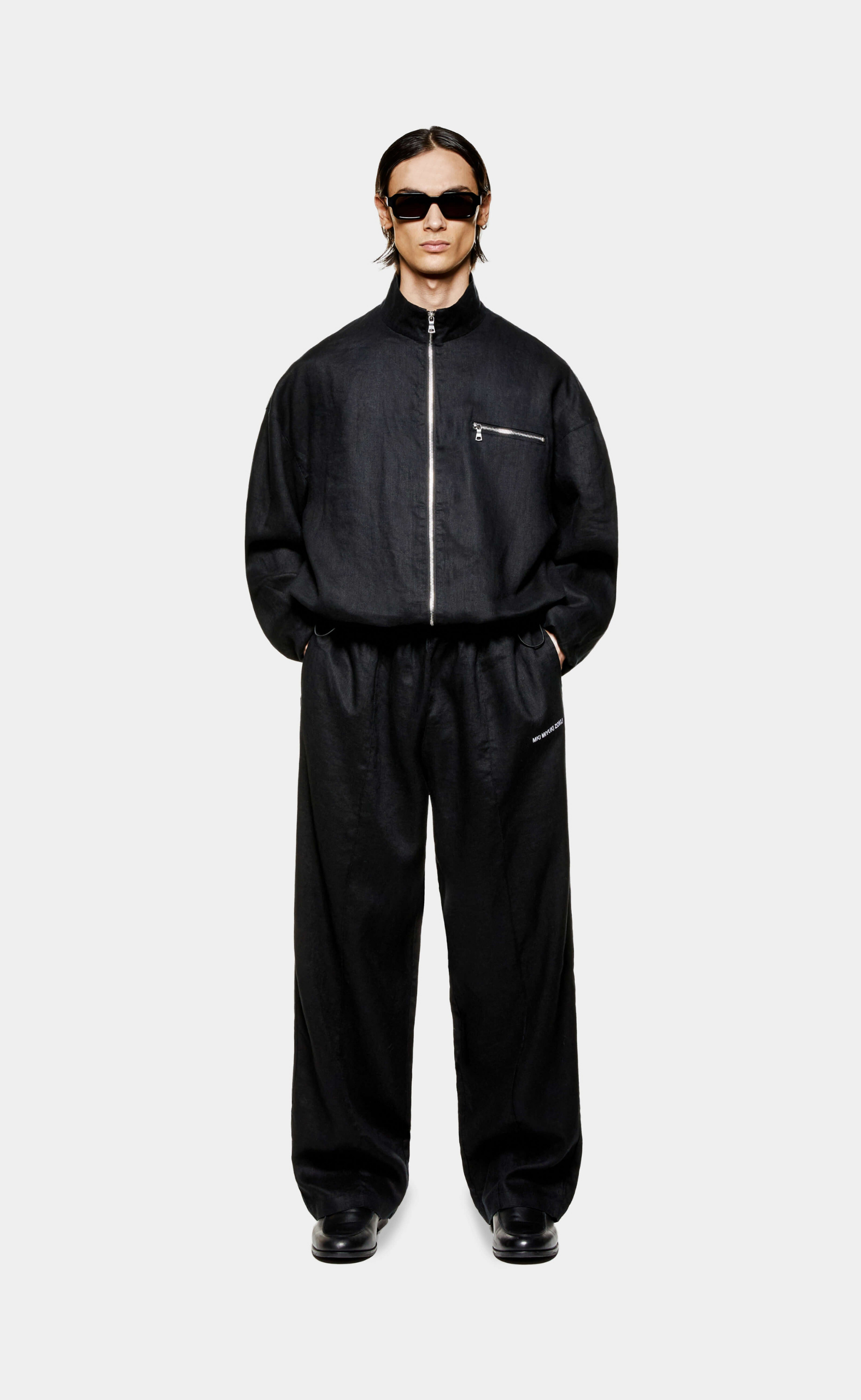 LINEN TRACK BLACK JACKET