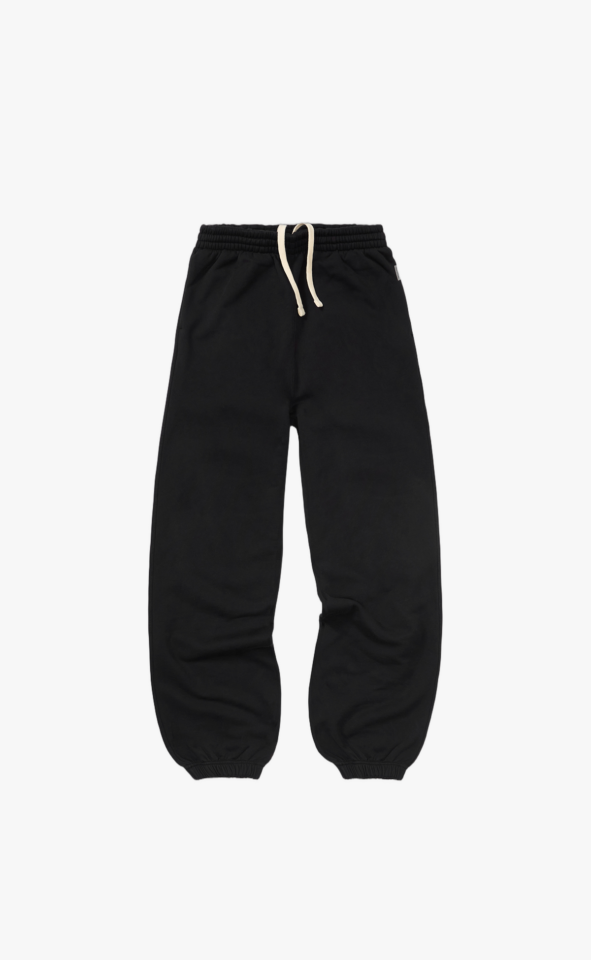 INITIAL WIDE LEG CUFFED JET BLACK SWEATPANTS