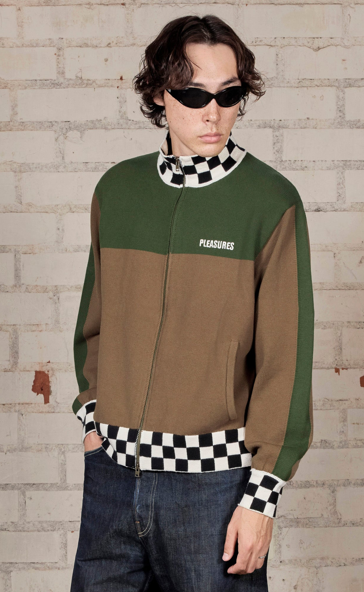 AUTOMATION KNITTED TRACK BROWN JACKET
