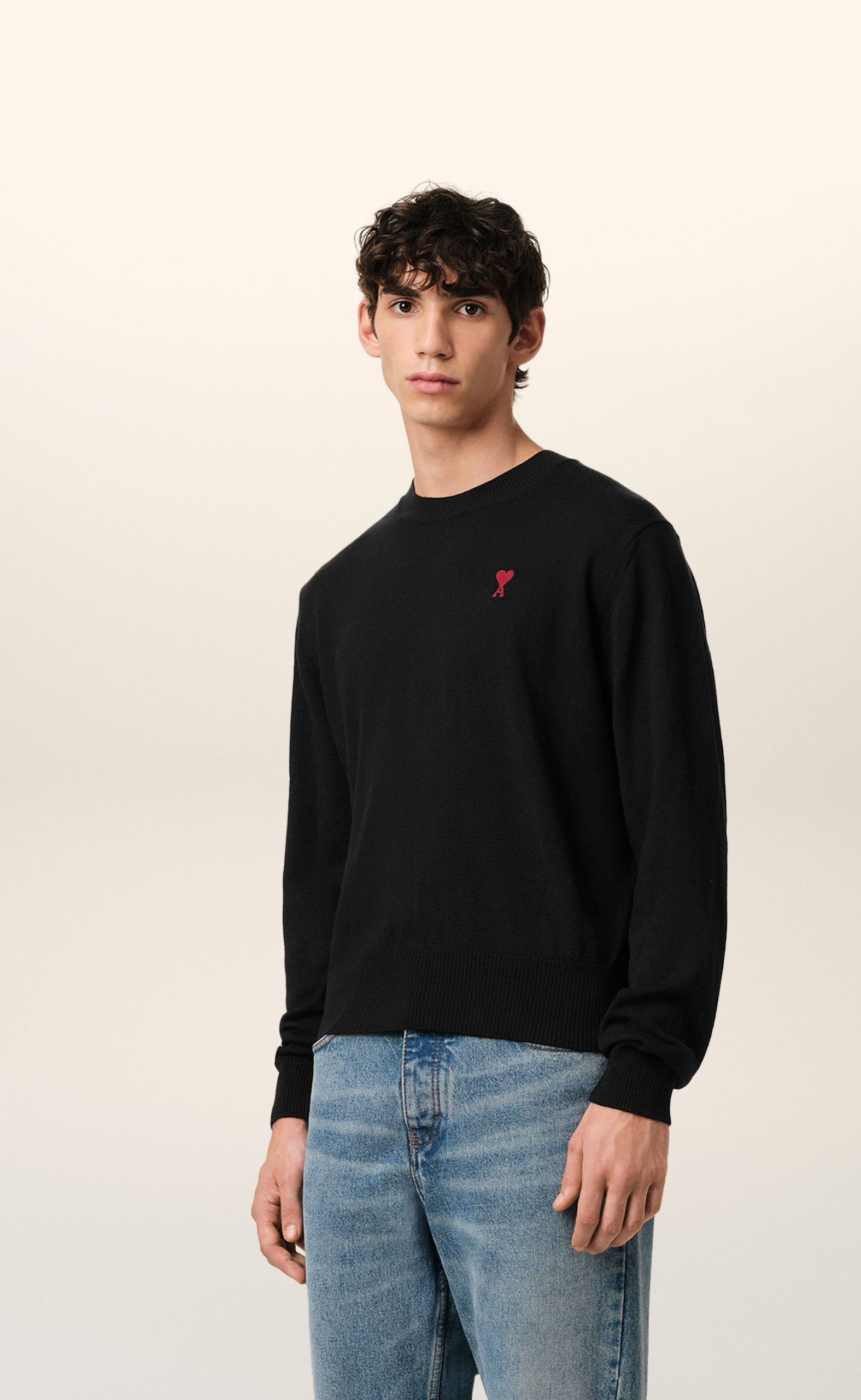 CONTRASTED AMI DE COEUR BLACK SWEATER
