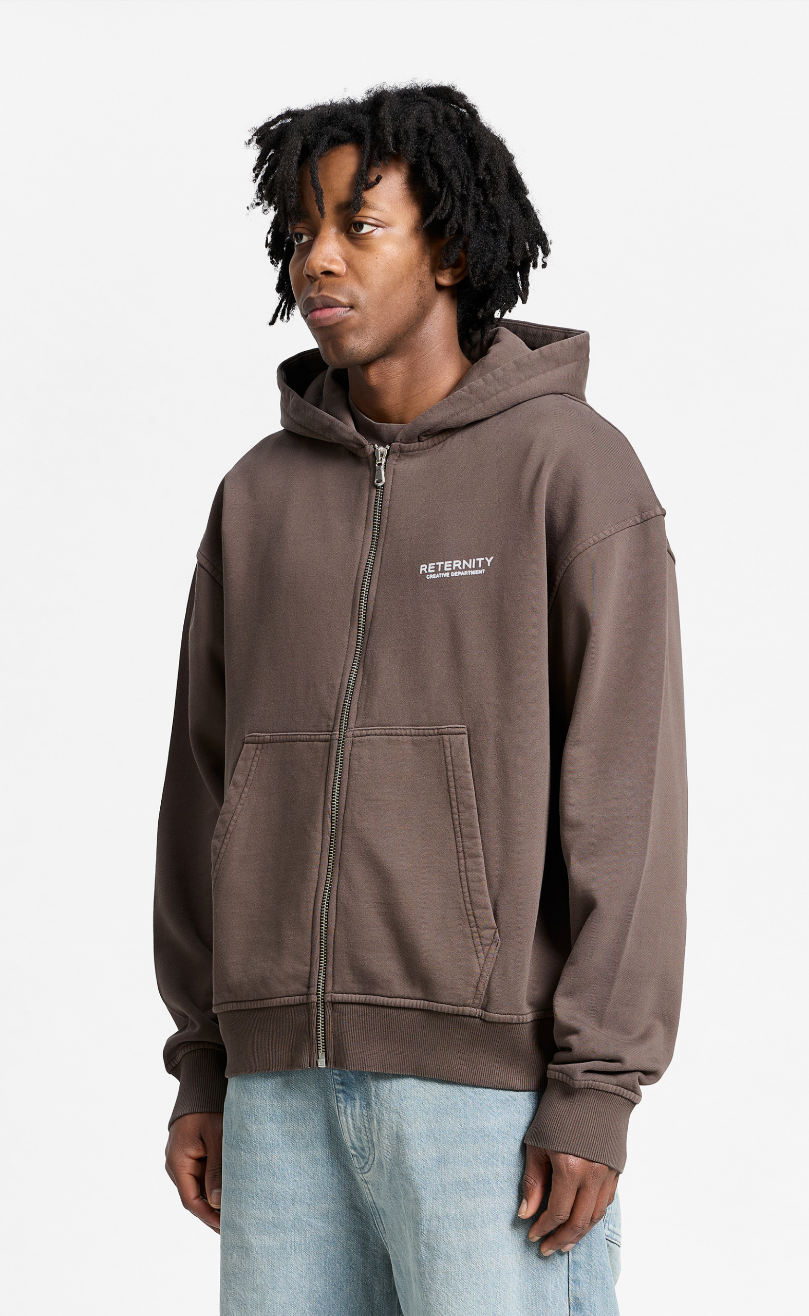 CREATIVE DEPT ZIP BROWN HOODIE